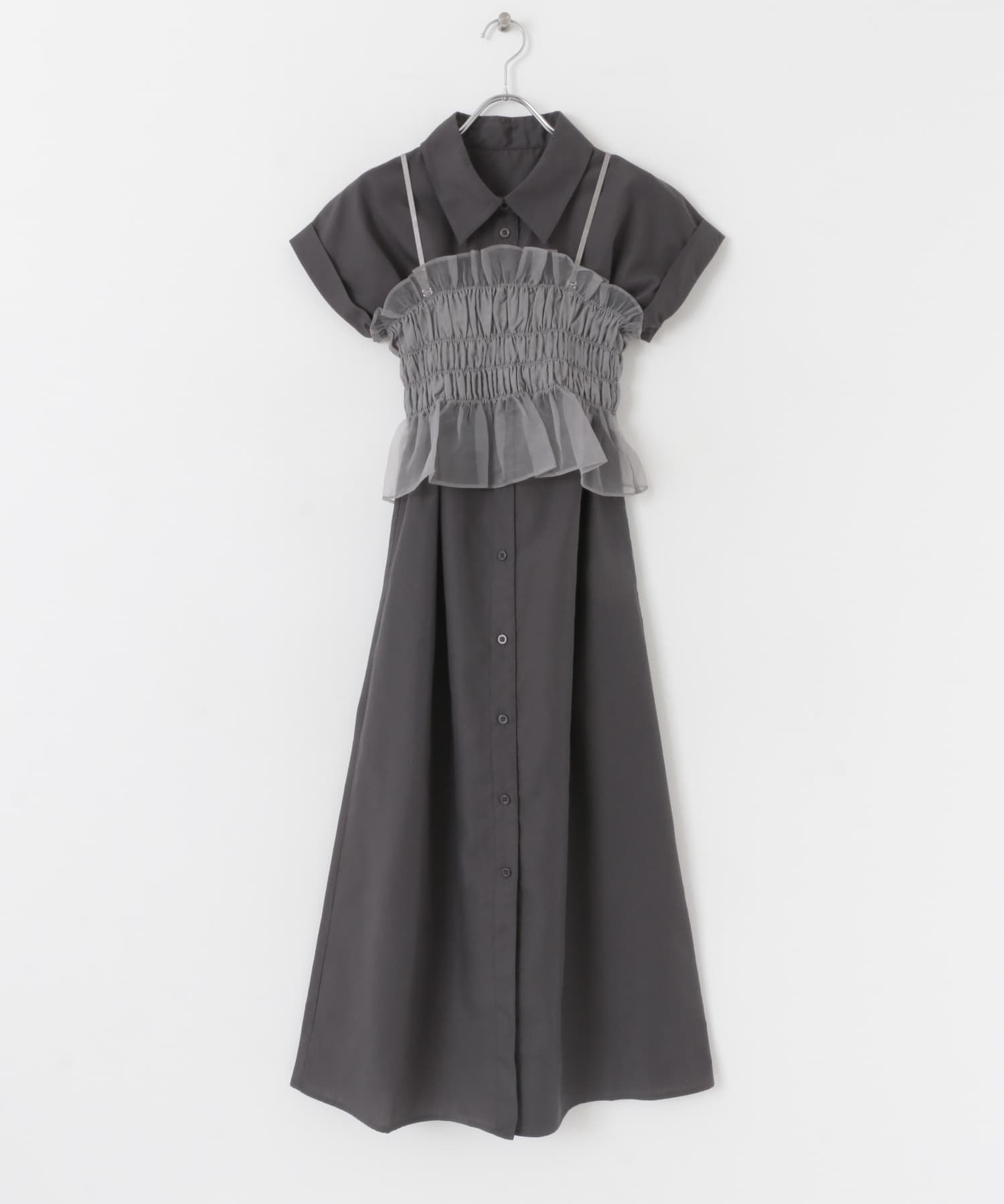 ビスチェセットフレンチスリーブワンピース(COMPACT L.BLU×WHT