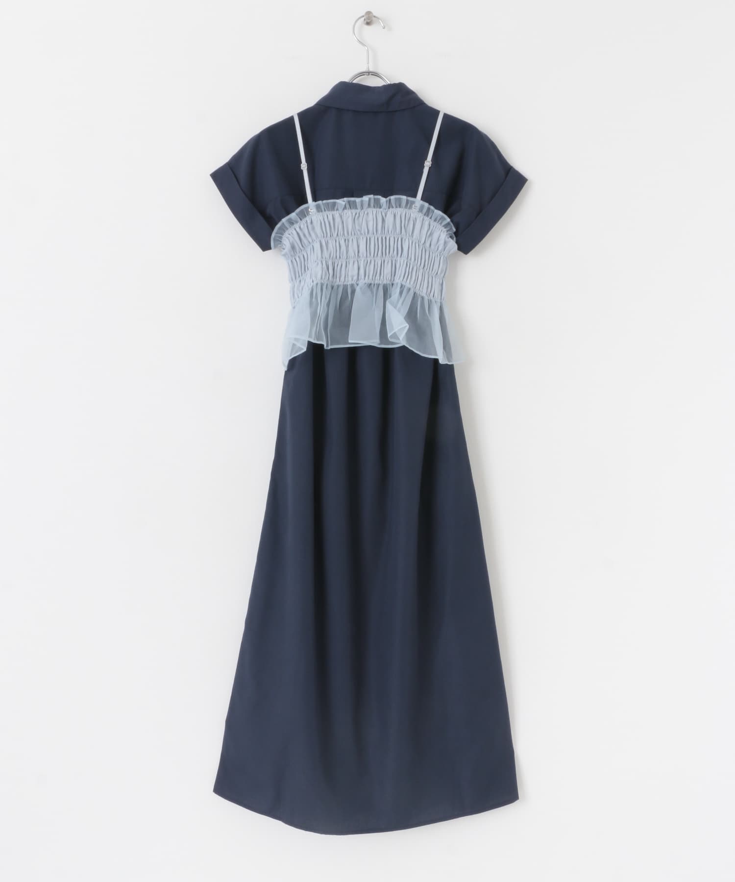 午前着指定　みーひさん専用 ビスチェセットフレンチスリーブワンピース(COMPACT L.BLU×WHT