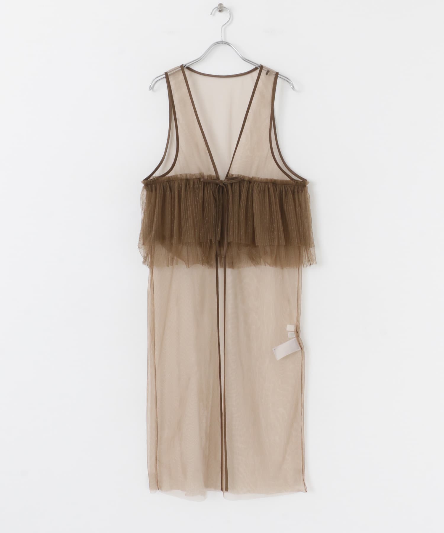 ウエストフリルチュールワンピース BROWN one
