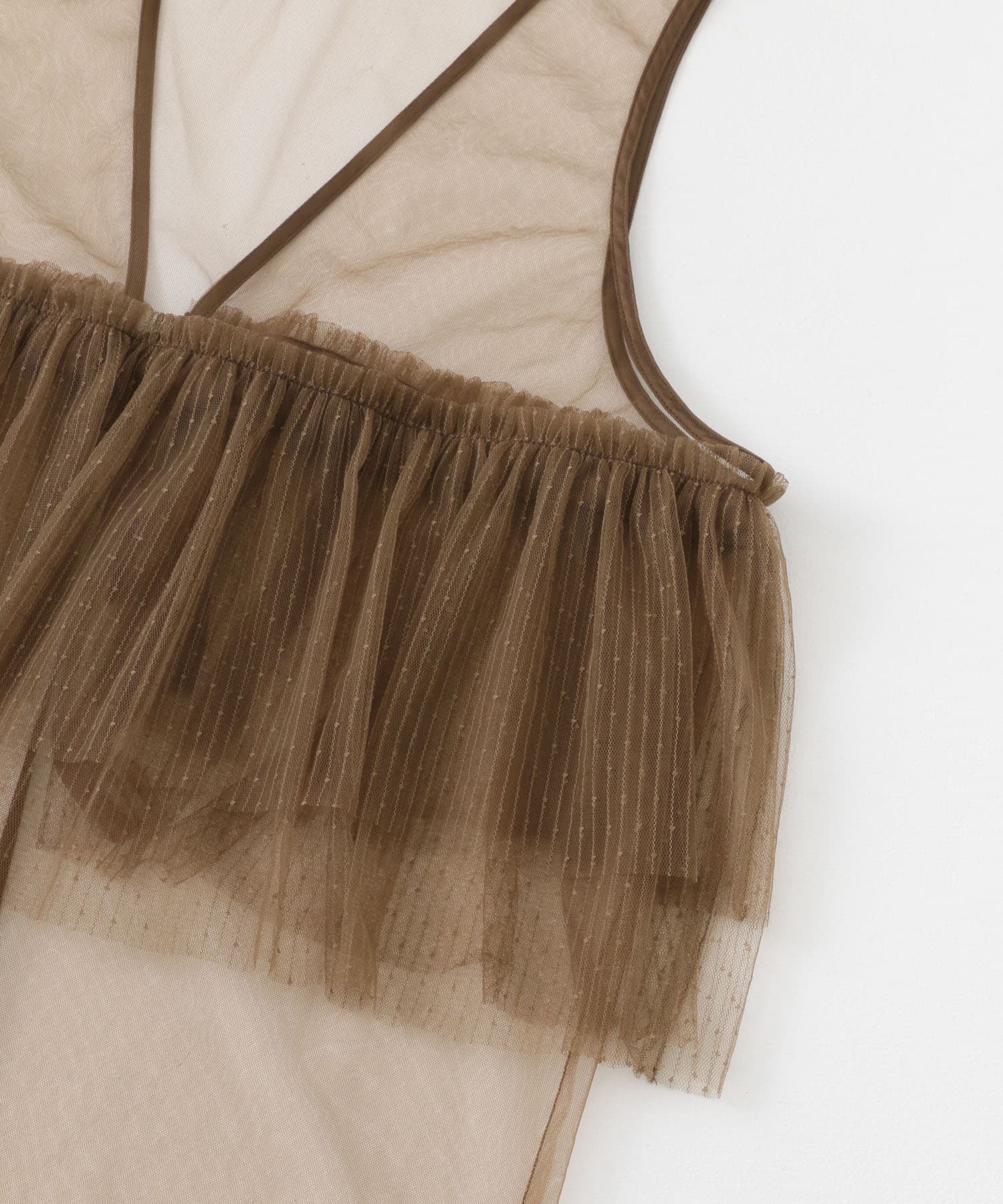 ウエストフリルチュールワンピース BROWN one