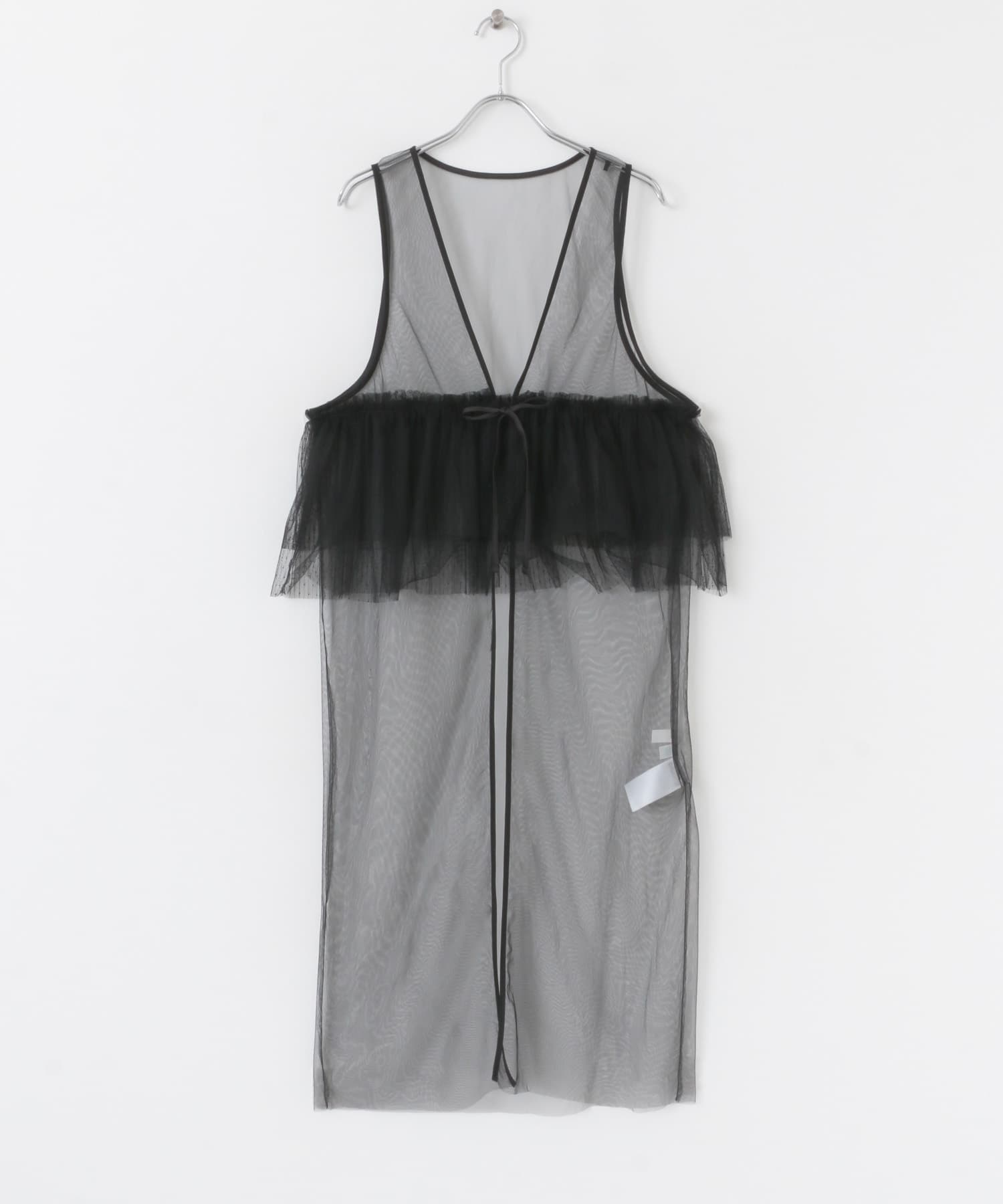 ウエストフリルチュールワンピース BLACK one