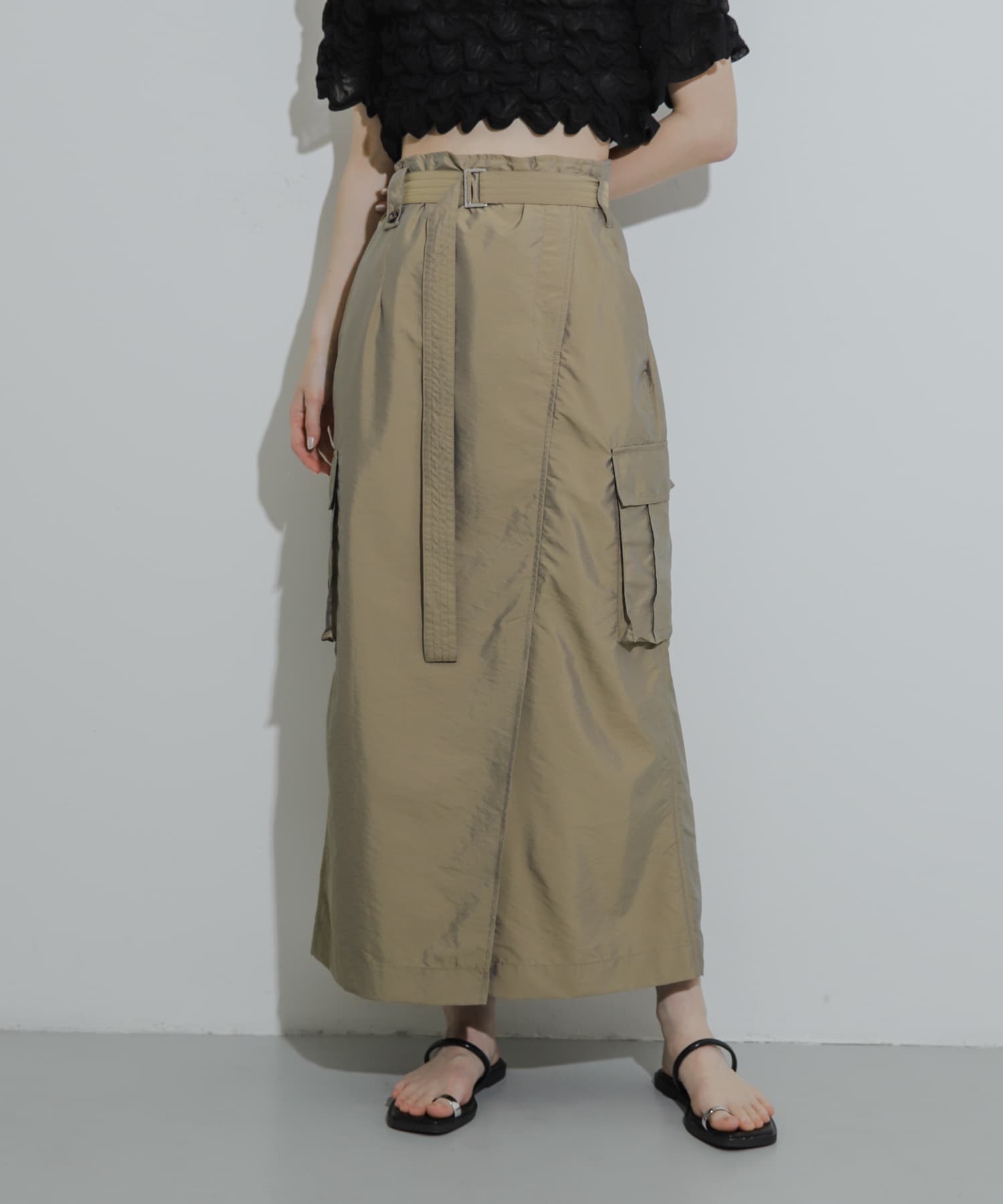 フラットリングサンダル BLACK S