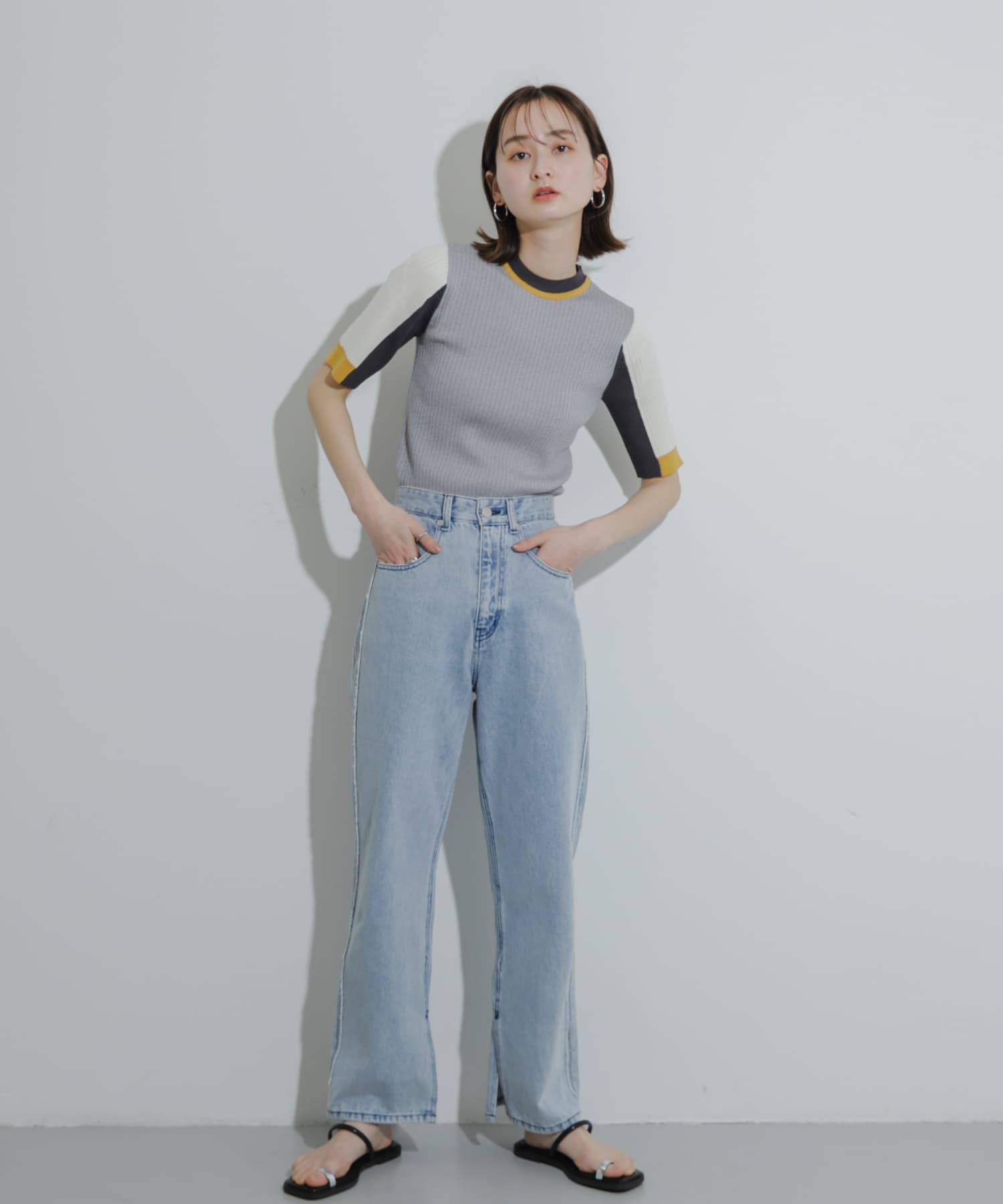 フラットリングサンダル BLACK M