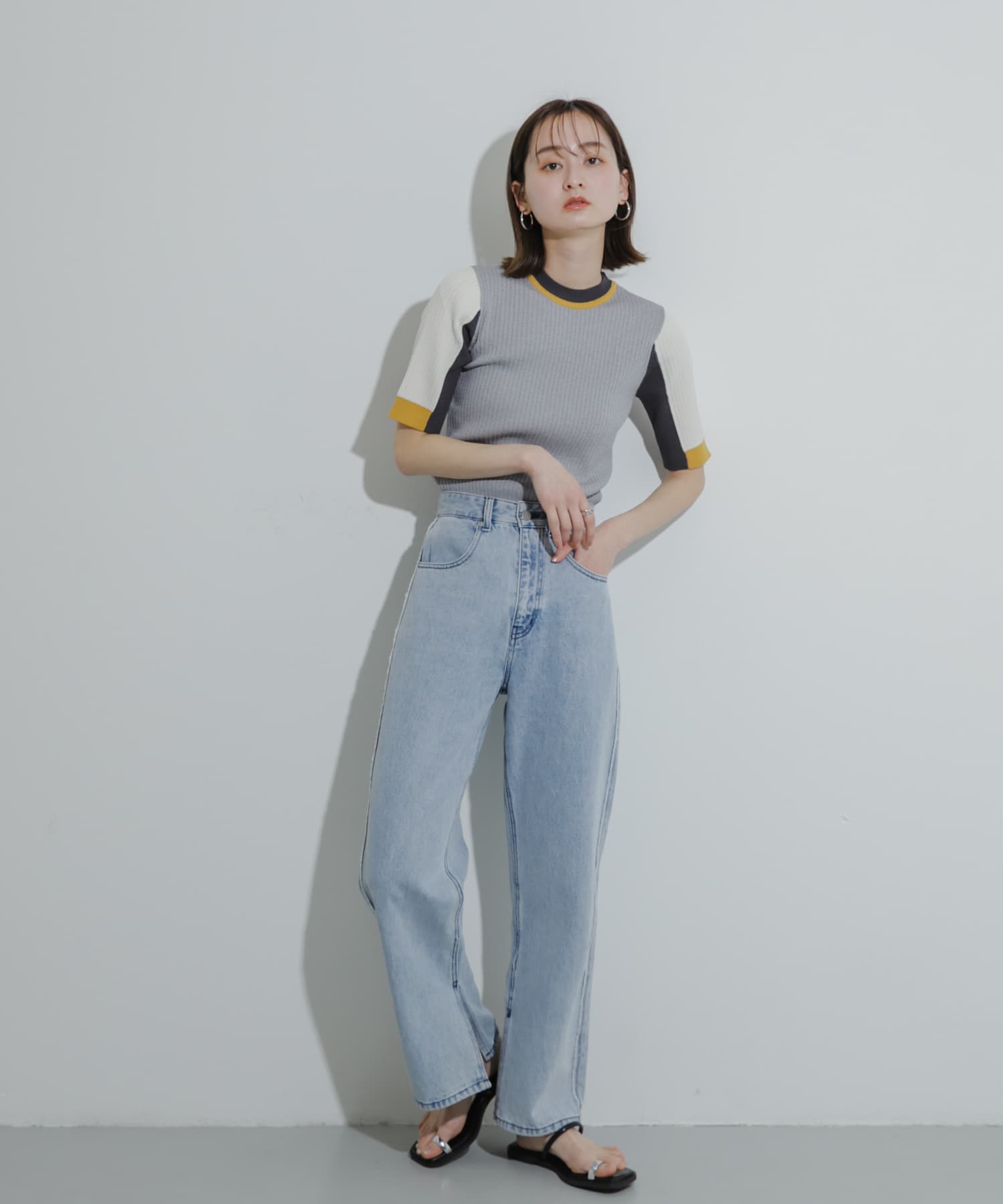 フラットリングサンダル BLACK L