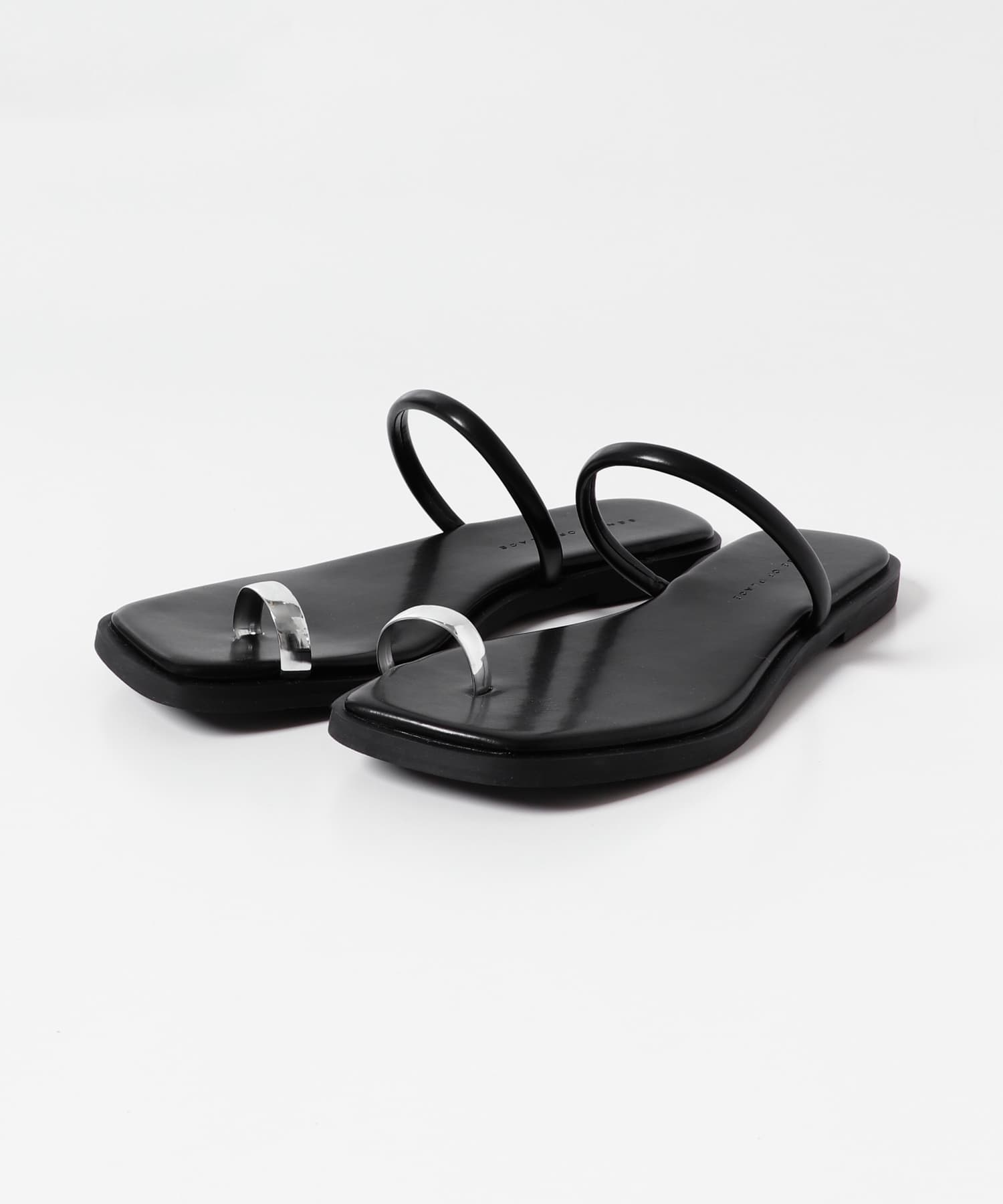 フラットリングサンダル BLACK S
