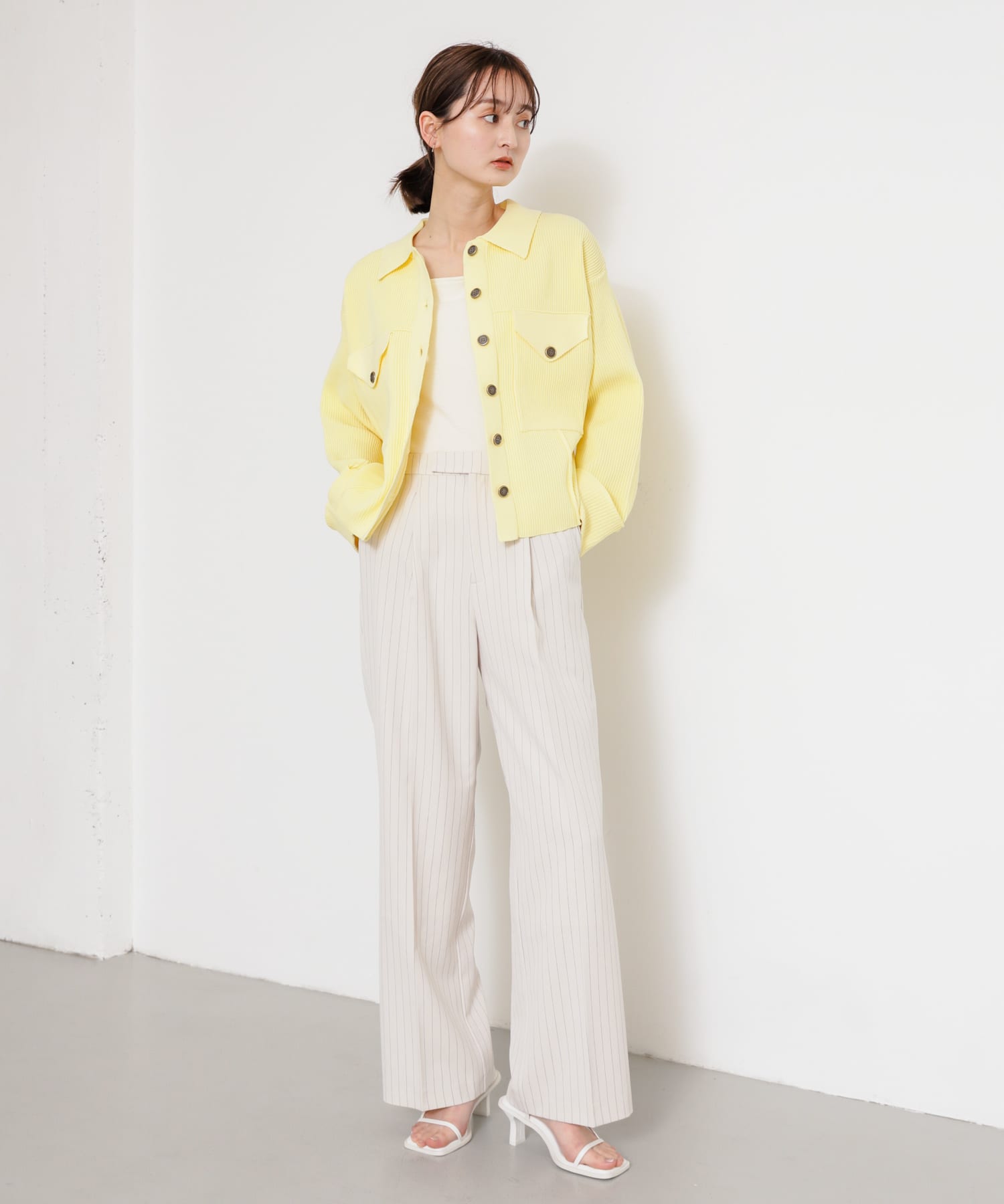 ワイドスクエアストラップサンダル WHITE M