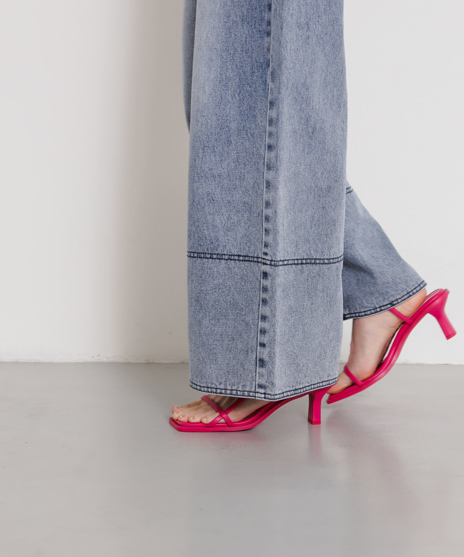 ワイドスクエアストラップサンダル PINK S