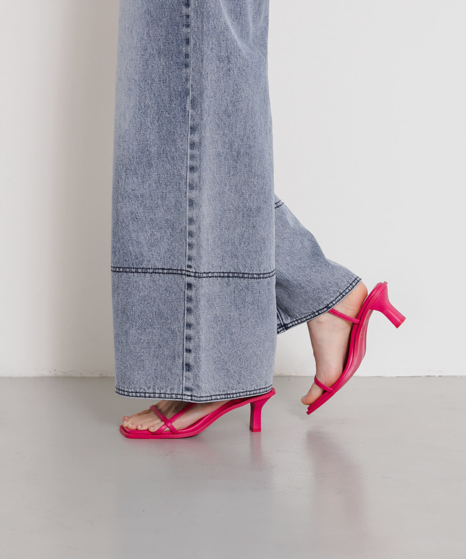 ワイドスクエアストラップサンダル PINK M