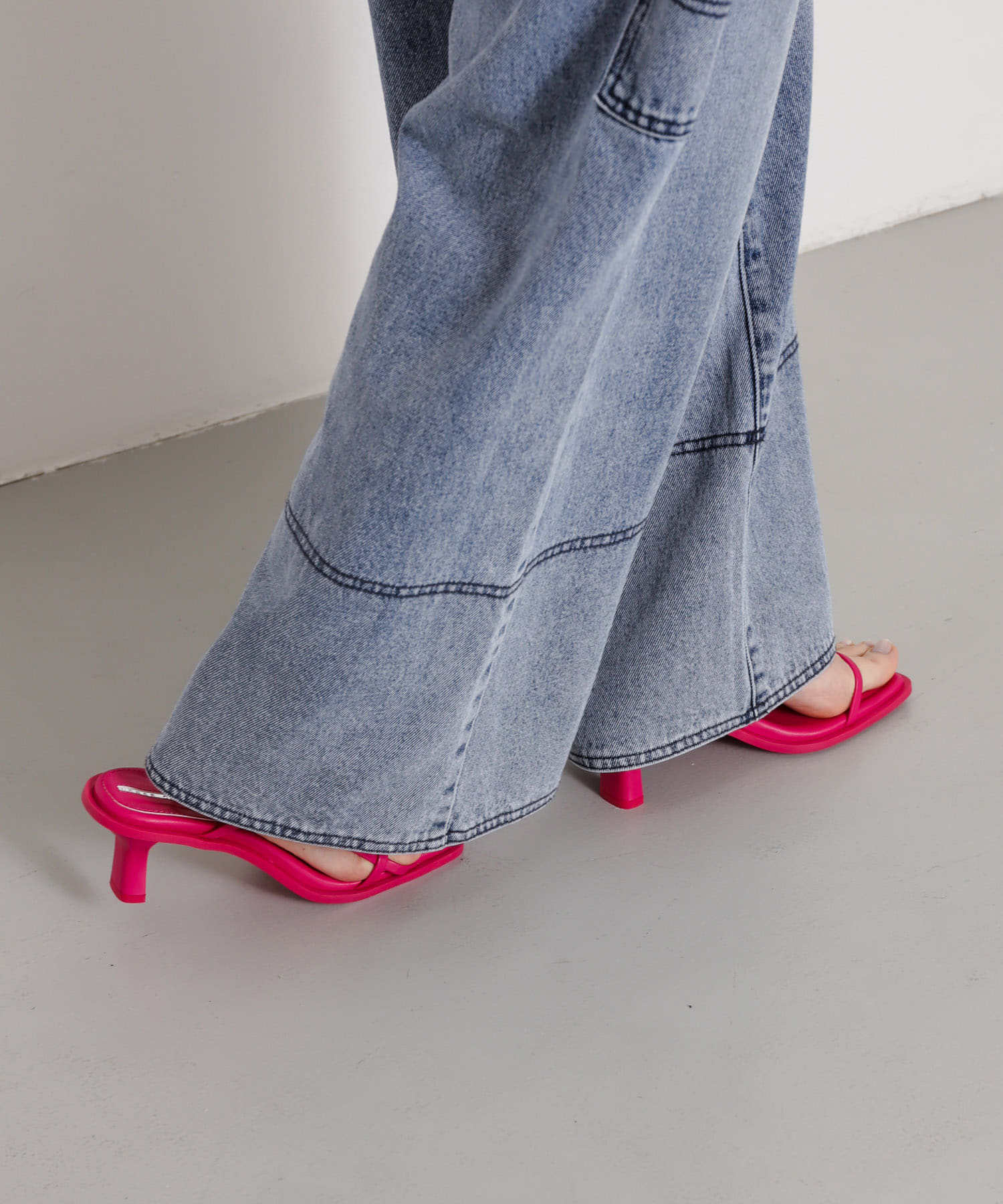 ワイドスクエアストラップサンダル PINK M