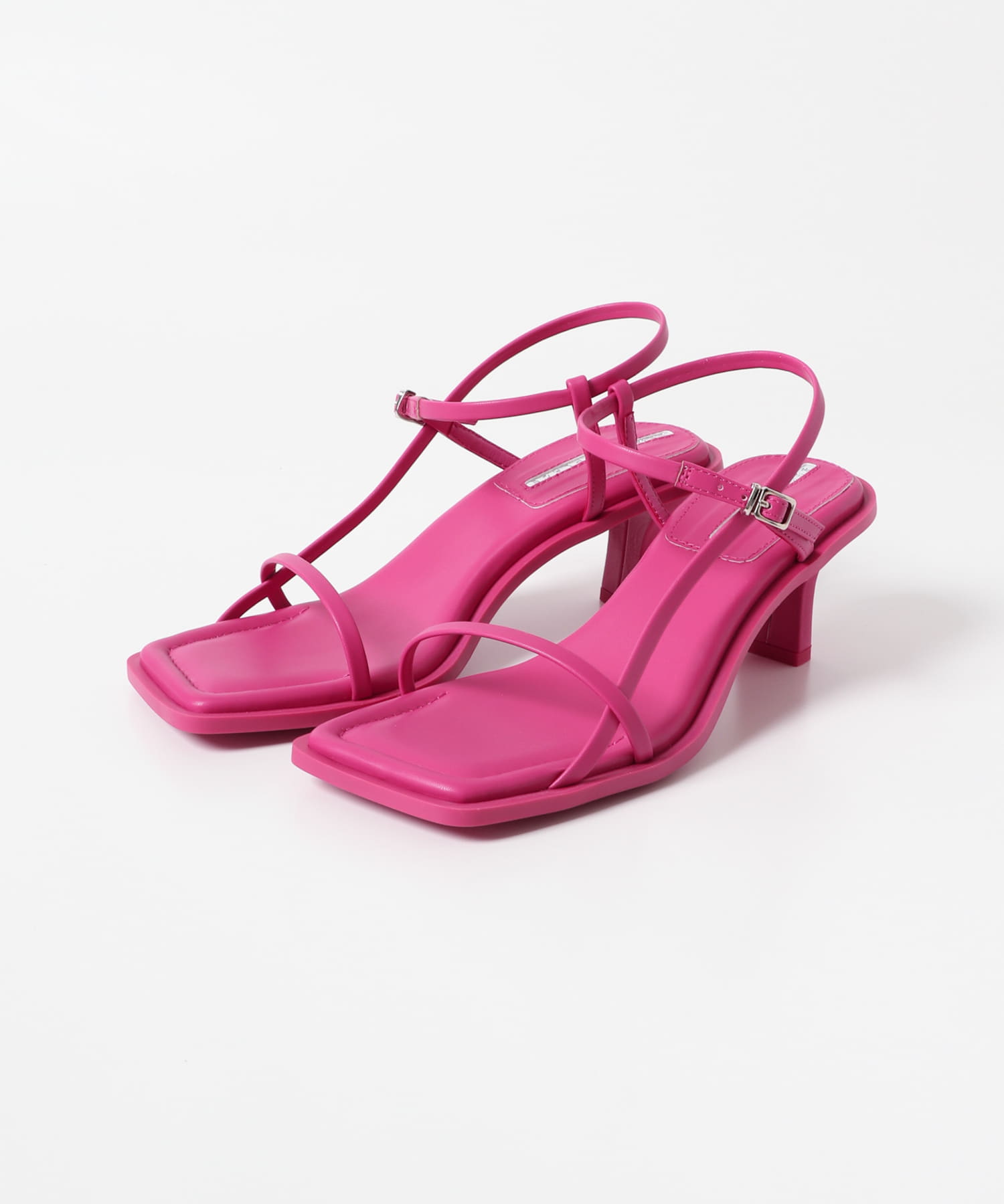 ワイドスクエアストラップサンダル PINK S