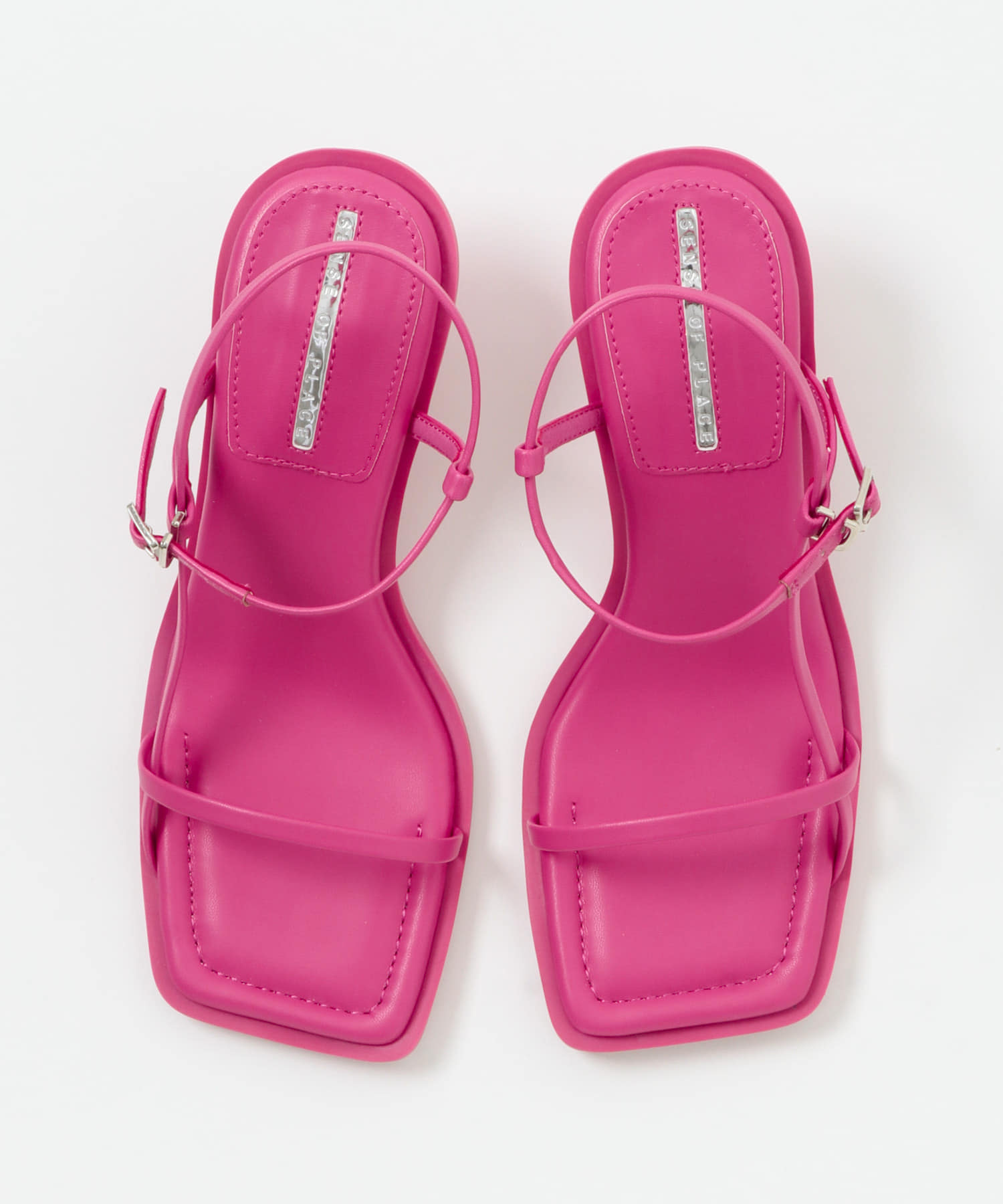 ワイドスクエアストラップサンダル PINK S