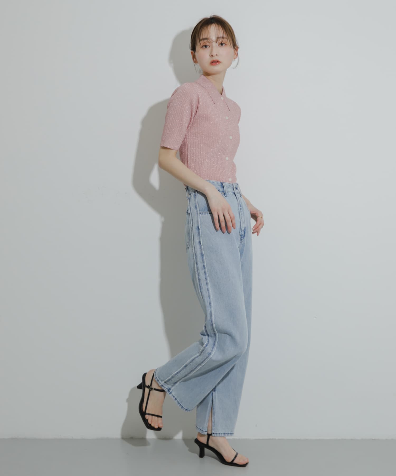 ワイドスクエアストラップサンダル BLACK S