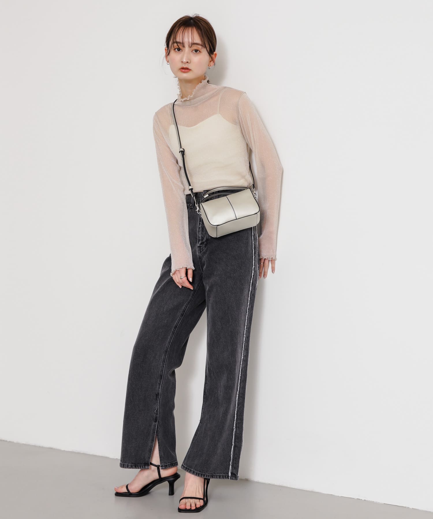 ワイドスクエアストラップサンダル BLACK M