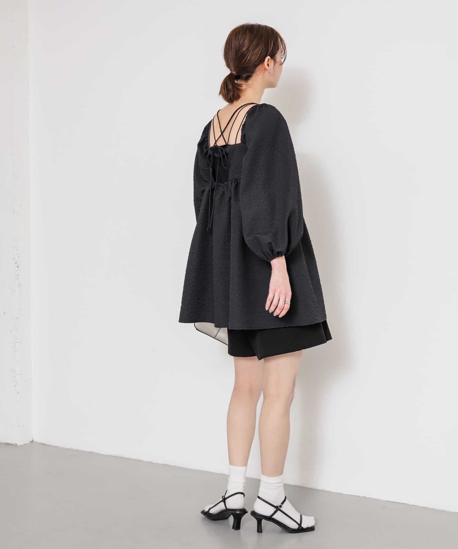 ワイドスクエアストラップサンダル BLACK L