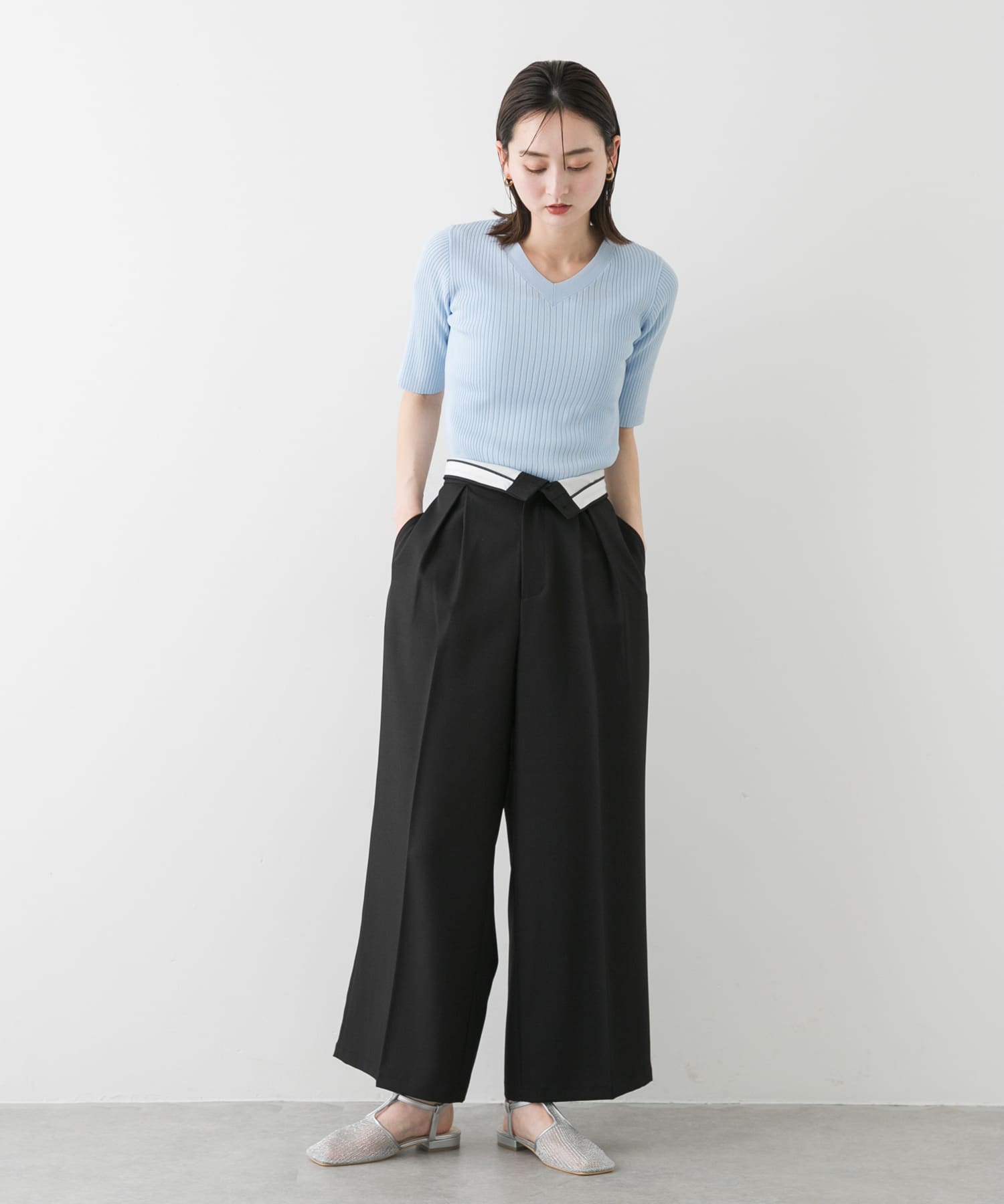 Tストラップメッシュサンダル SILVER S