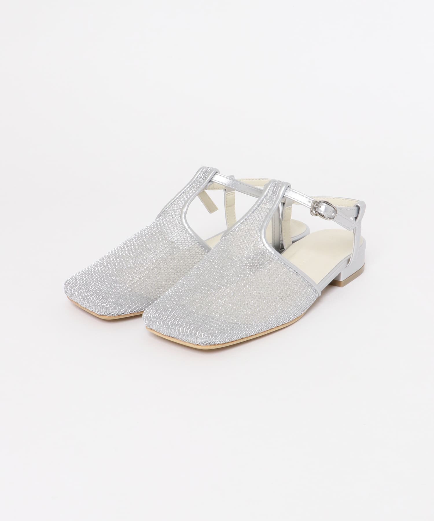 Tストラップメッシュサンダル SILVER S