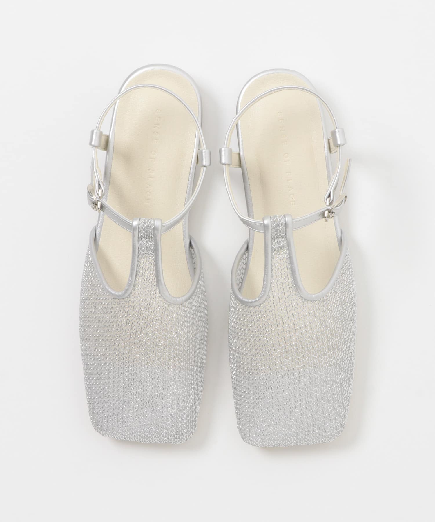 Tストラップメッシュサンダル SILVER S