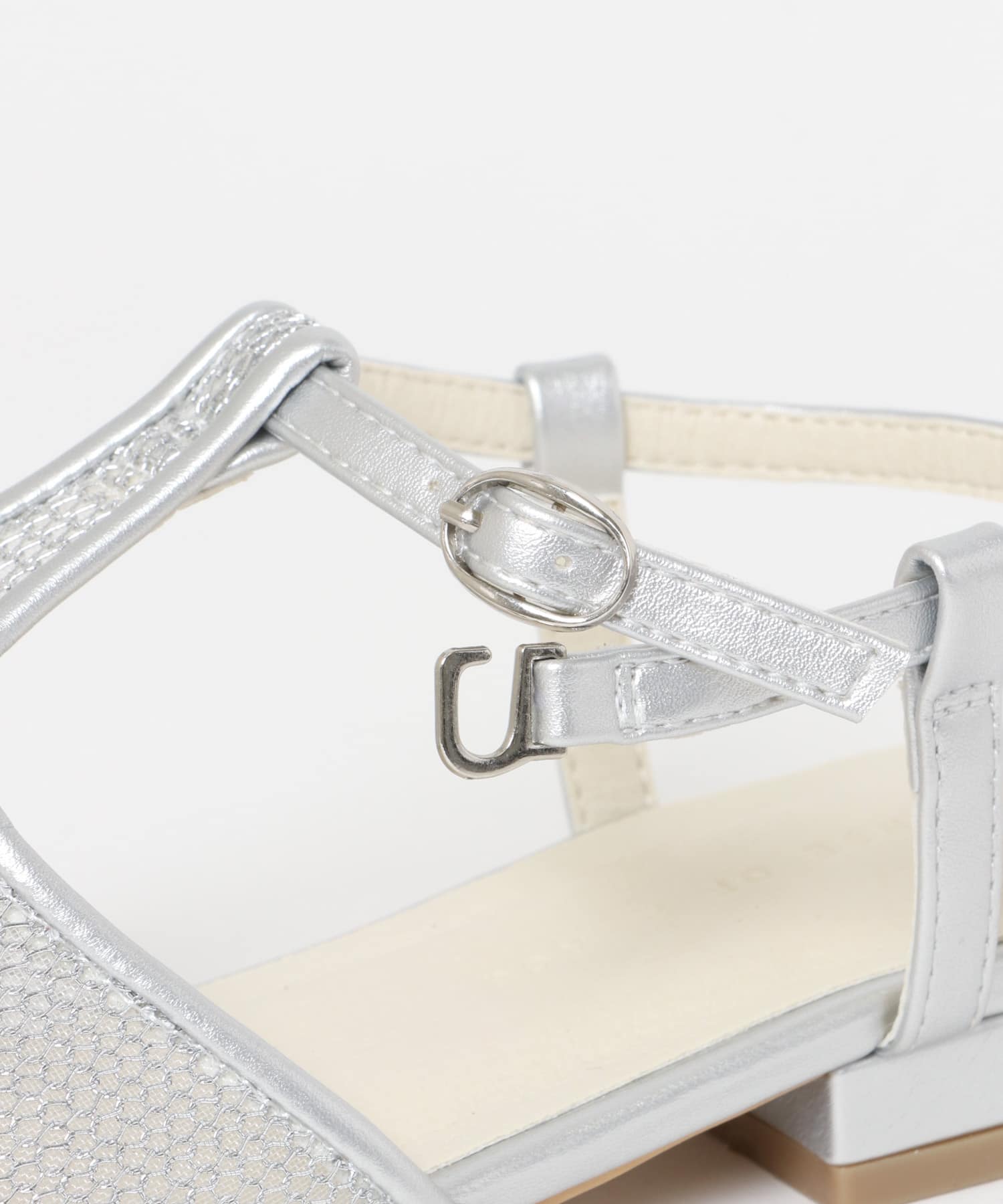 Tストラップメッシュサンダル SILVER S