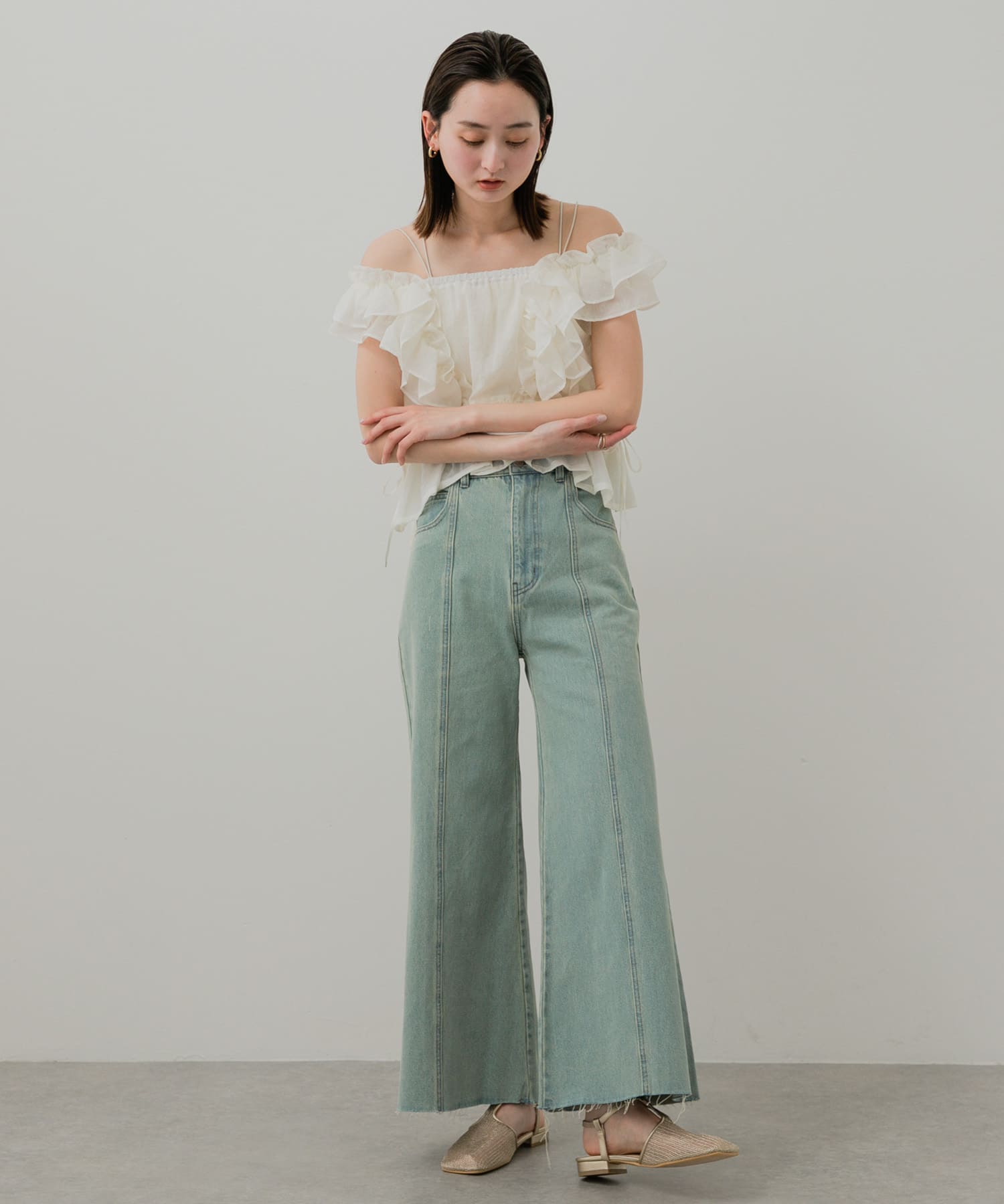 Tストラップメッシュサンダル GOLD S