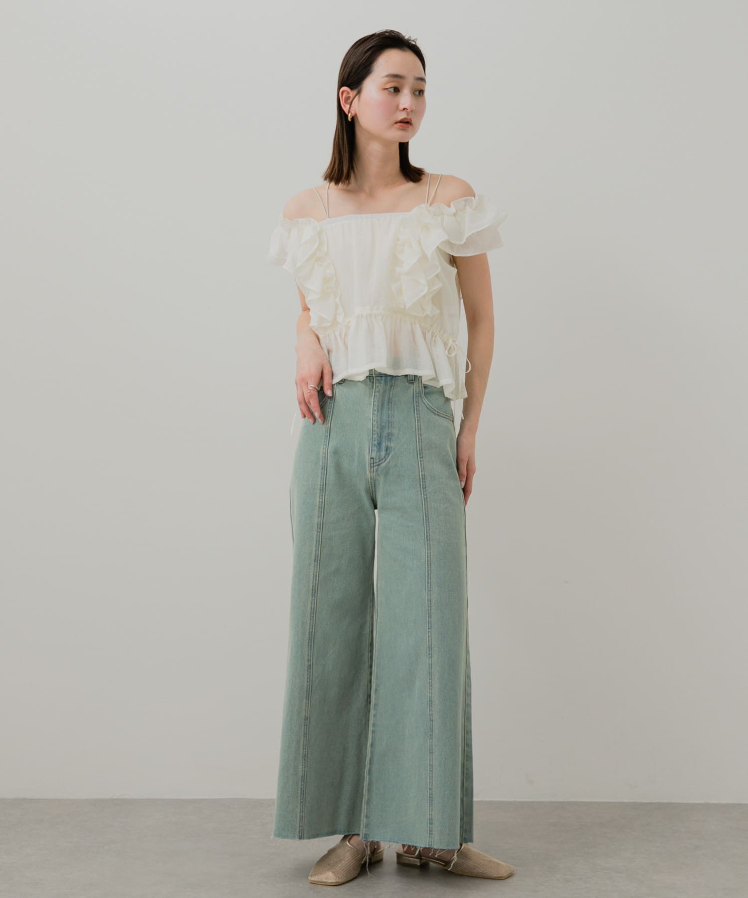 Tストラップメッシュサンダル GOLD S