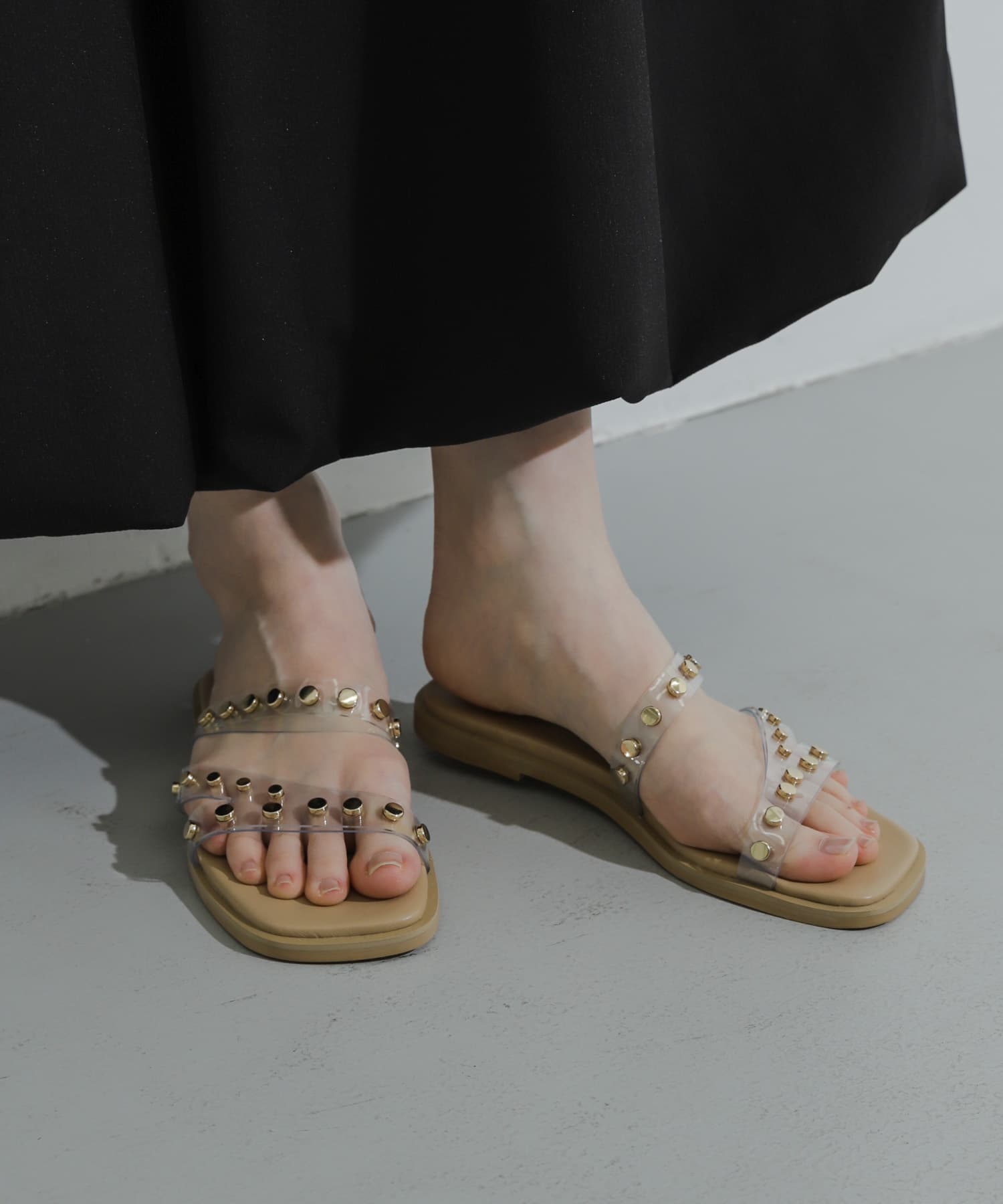 スタッズフラットサンダル BEIGE S