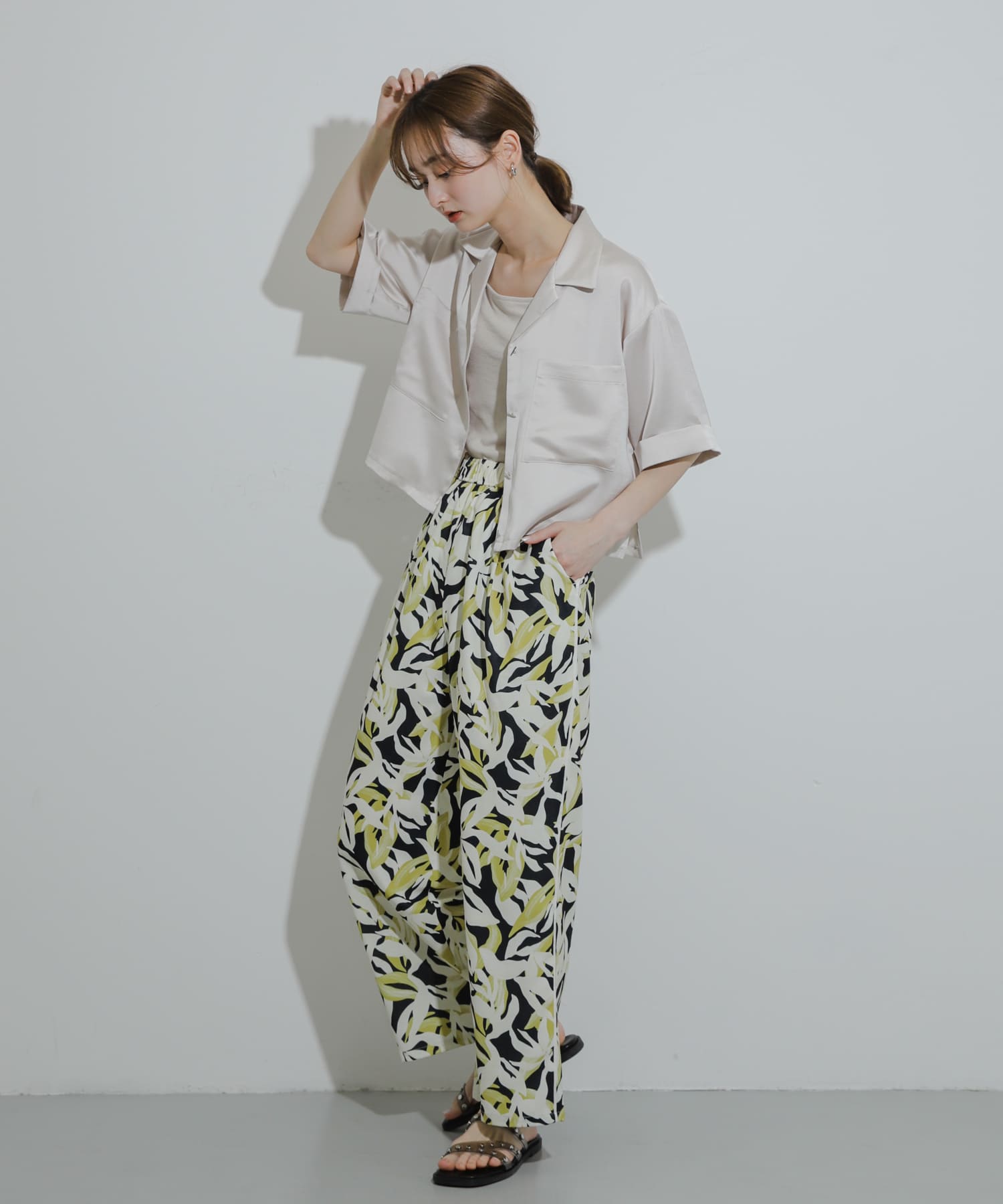 スタッズフラットサンダル BLACK S