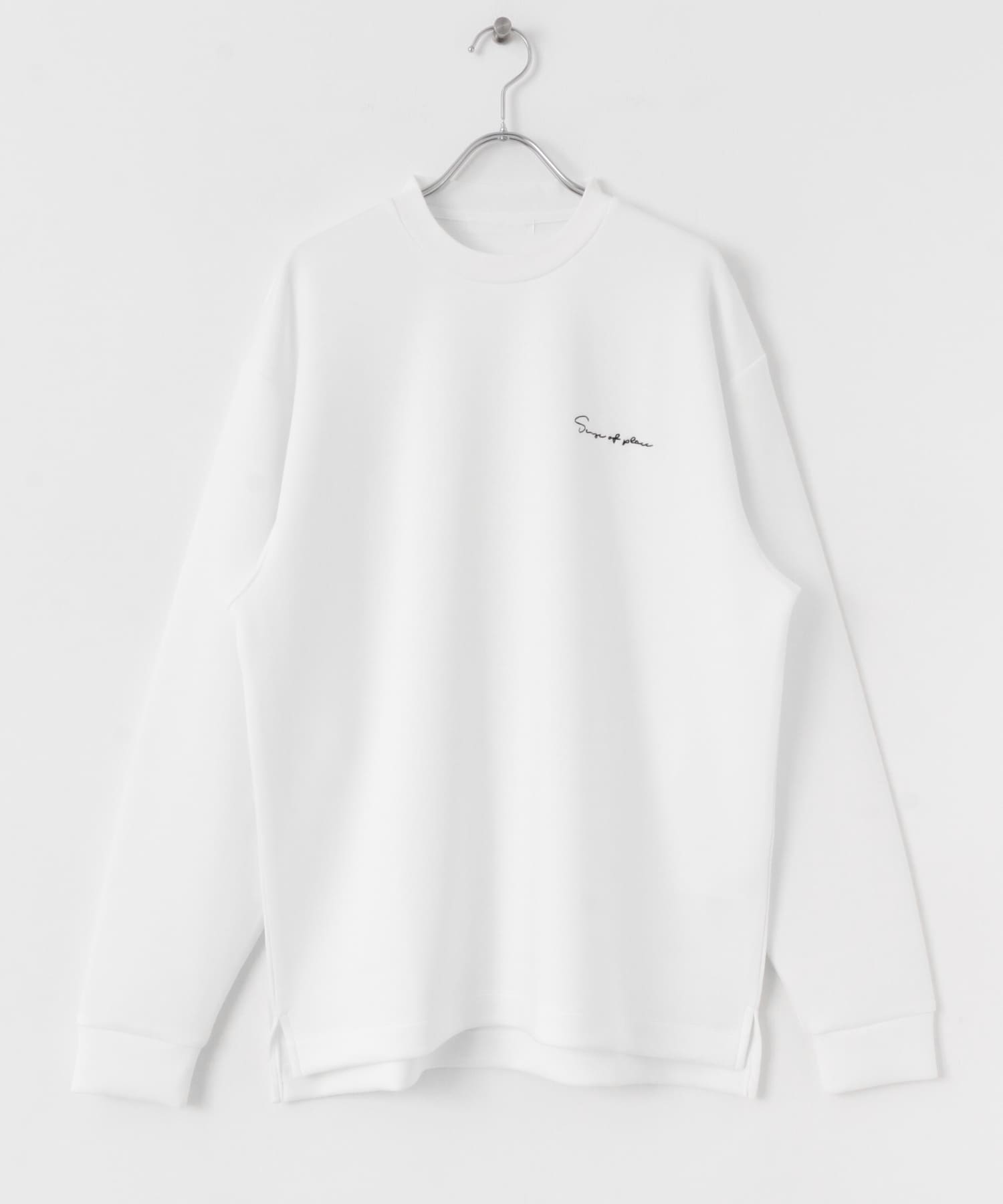 『ユニセックス』シシュウダンボールポンチロングスリーブ Tシャツ WHITE M