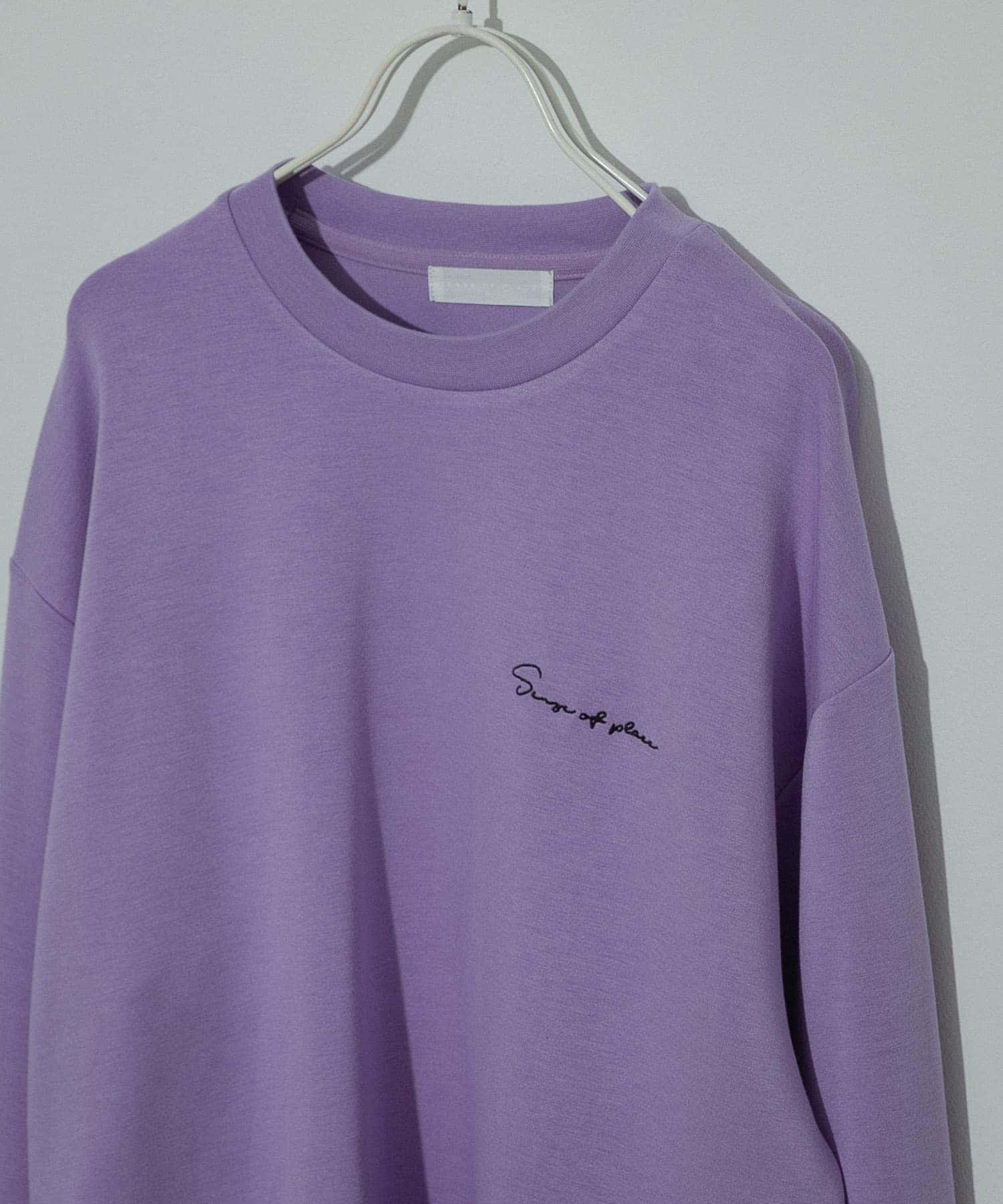 『ユニセックス』シシュウダンボールポンチロングスリーブ Tシャツ PURPLE M