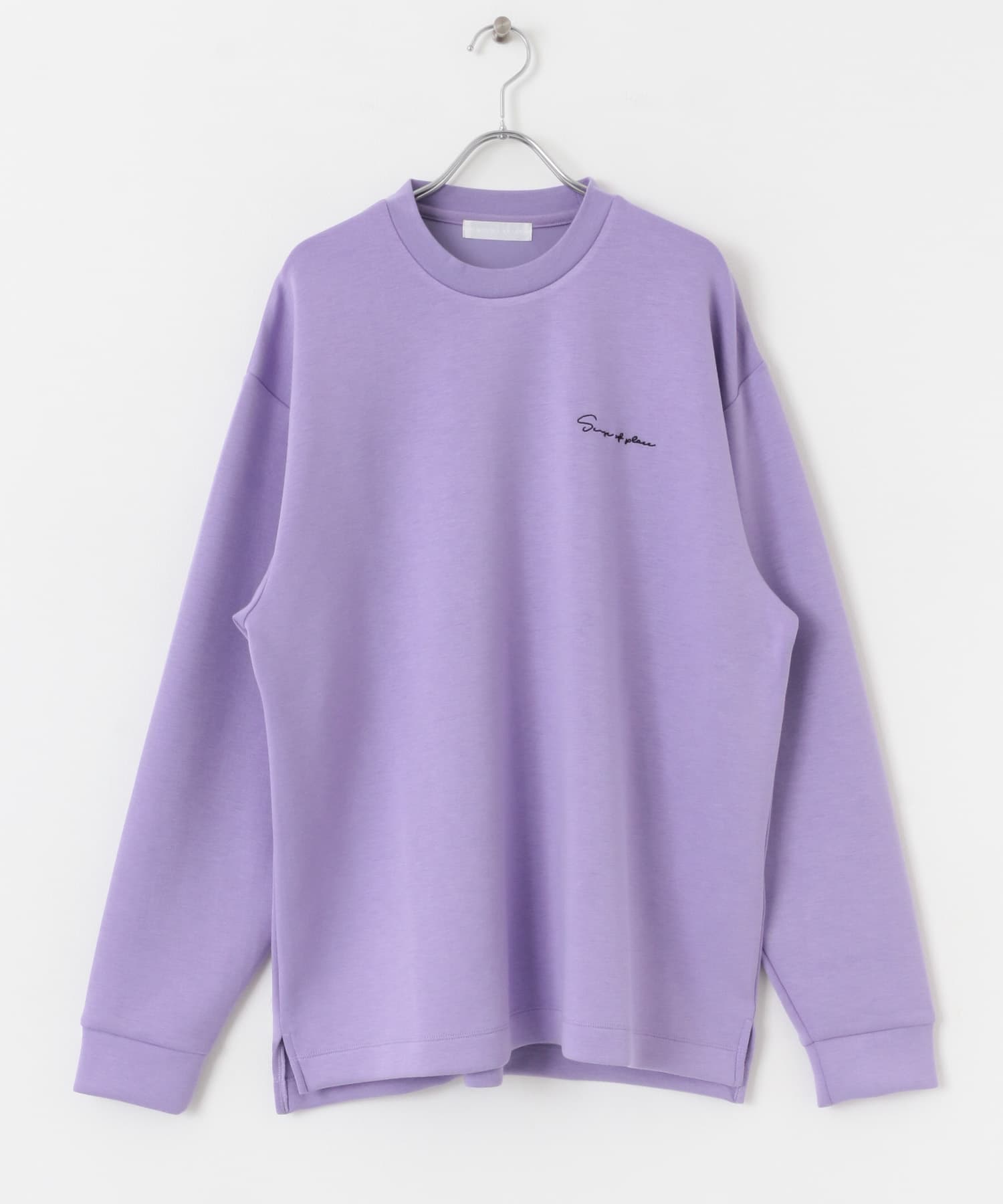 『ユニセックス』シシュウダンボールポンチロングスリーブ Tシャツ PURPLE M
