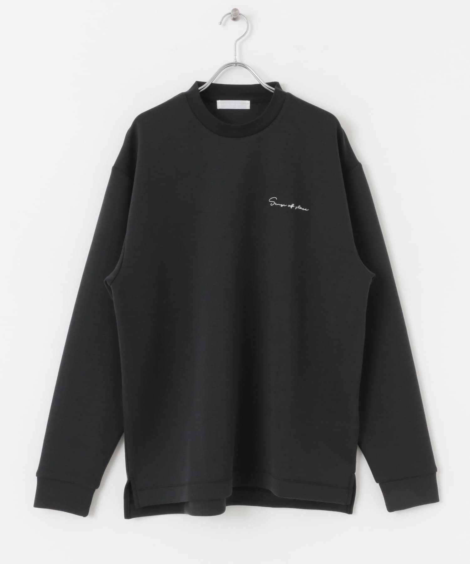 『ユニセックス』シシュウダンボールポンチロングスリーブ Tシャツ BLACK M