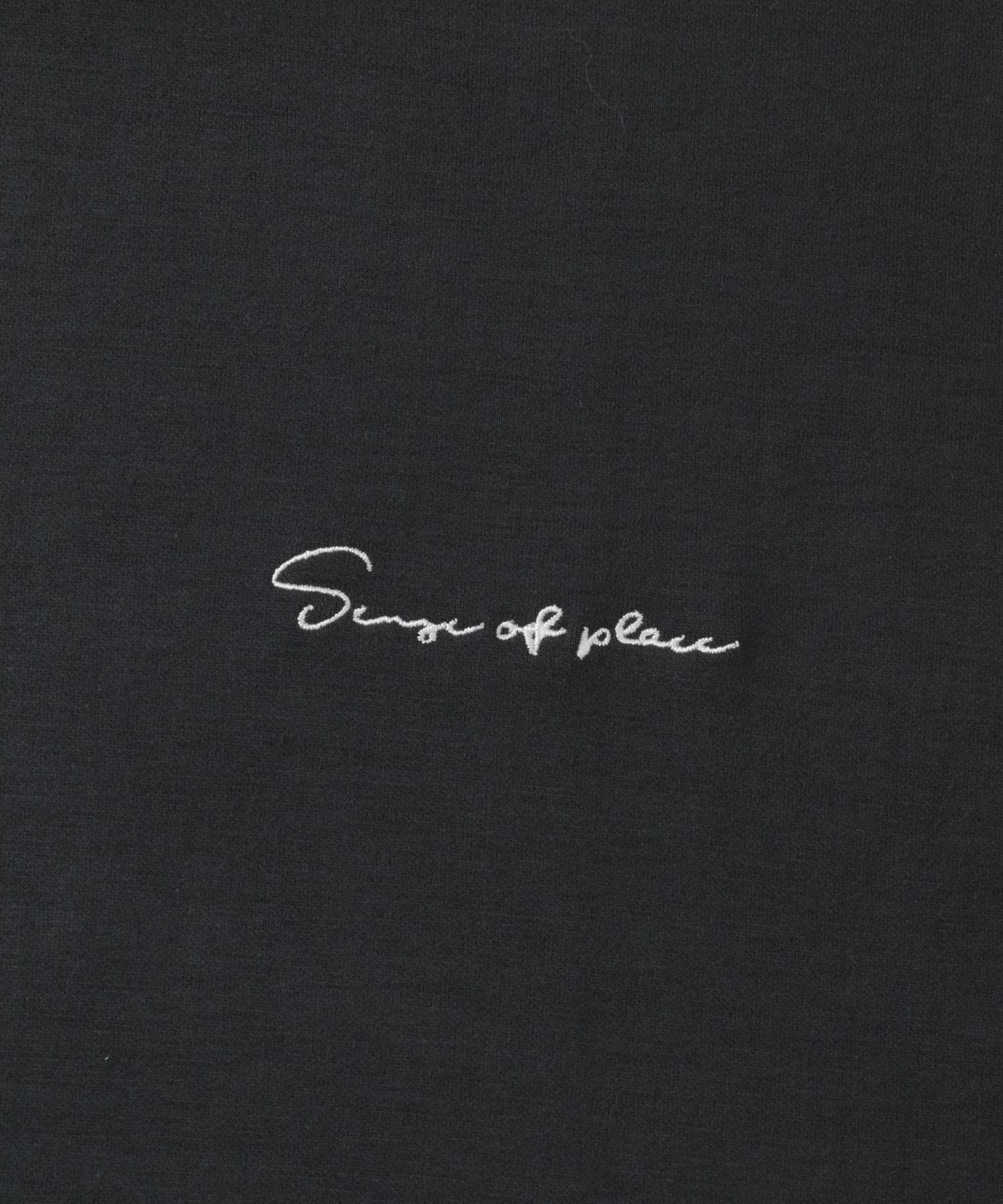 『ユニセックス』シシュウダンボールポンチロングスリーブ Tシャツ BLACK M