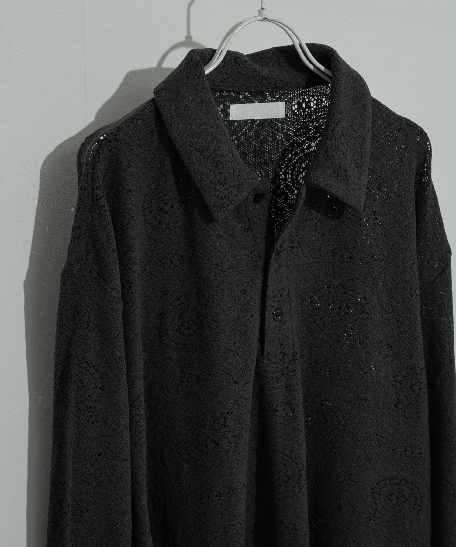 シアーペイズリーポロシャツ CHARCOAL M