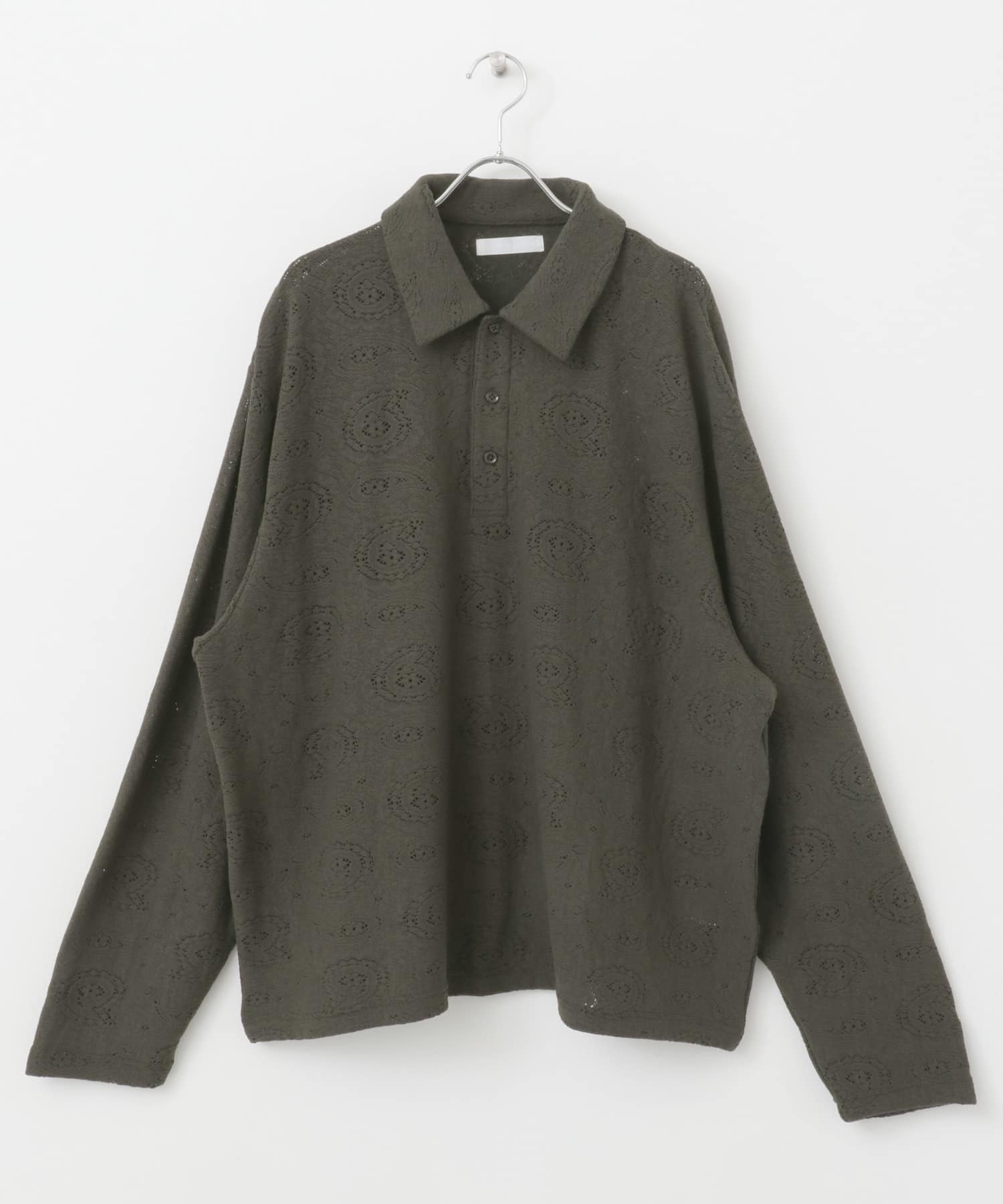 シアーペイズリーポロシャツ CHARCOAL M