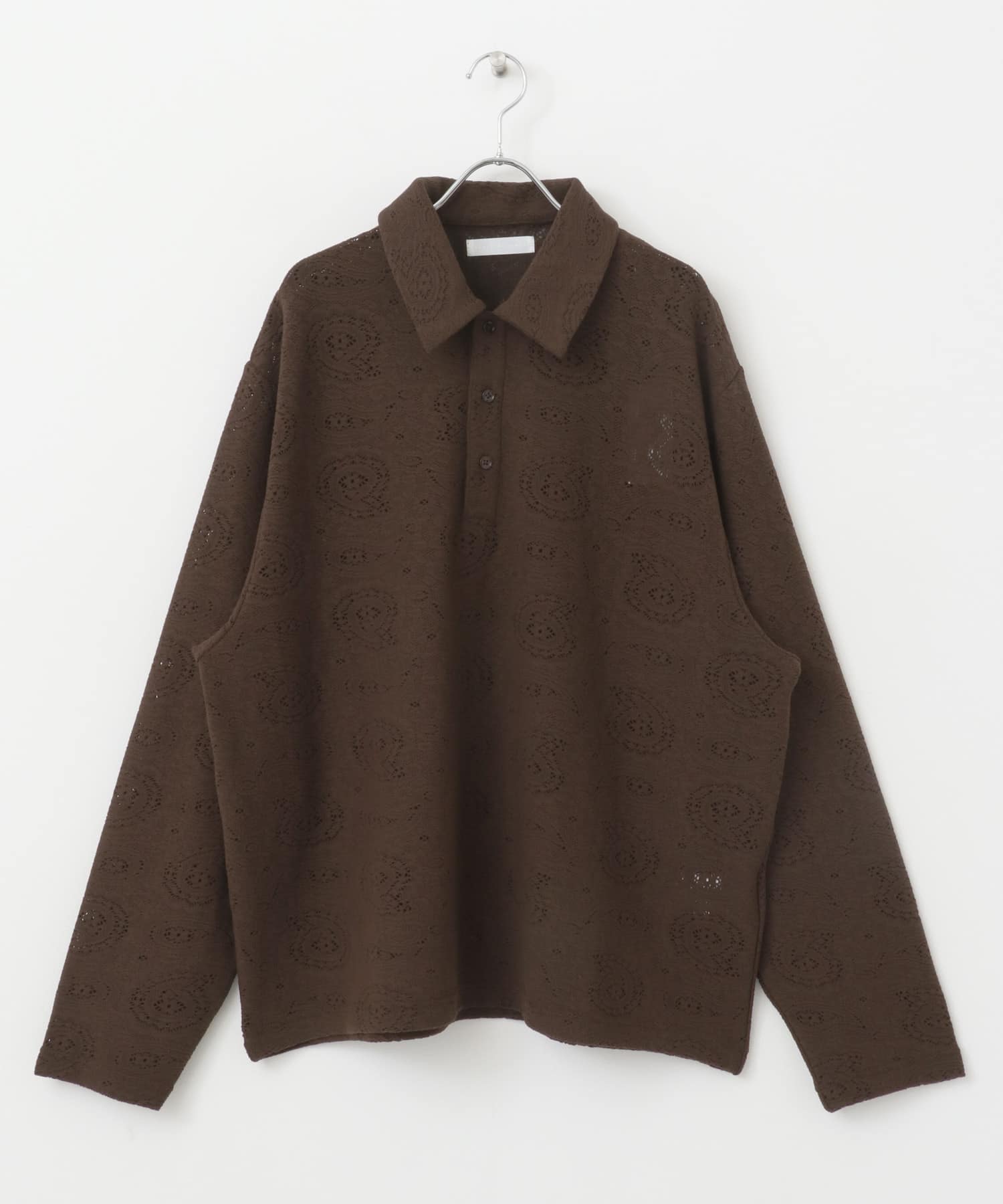 シアーペイズリーポロシャツ BROWN M