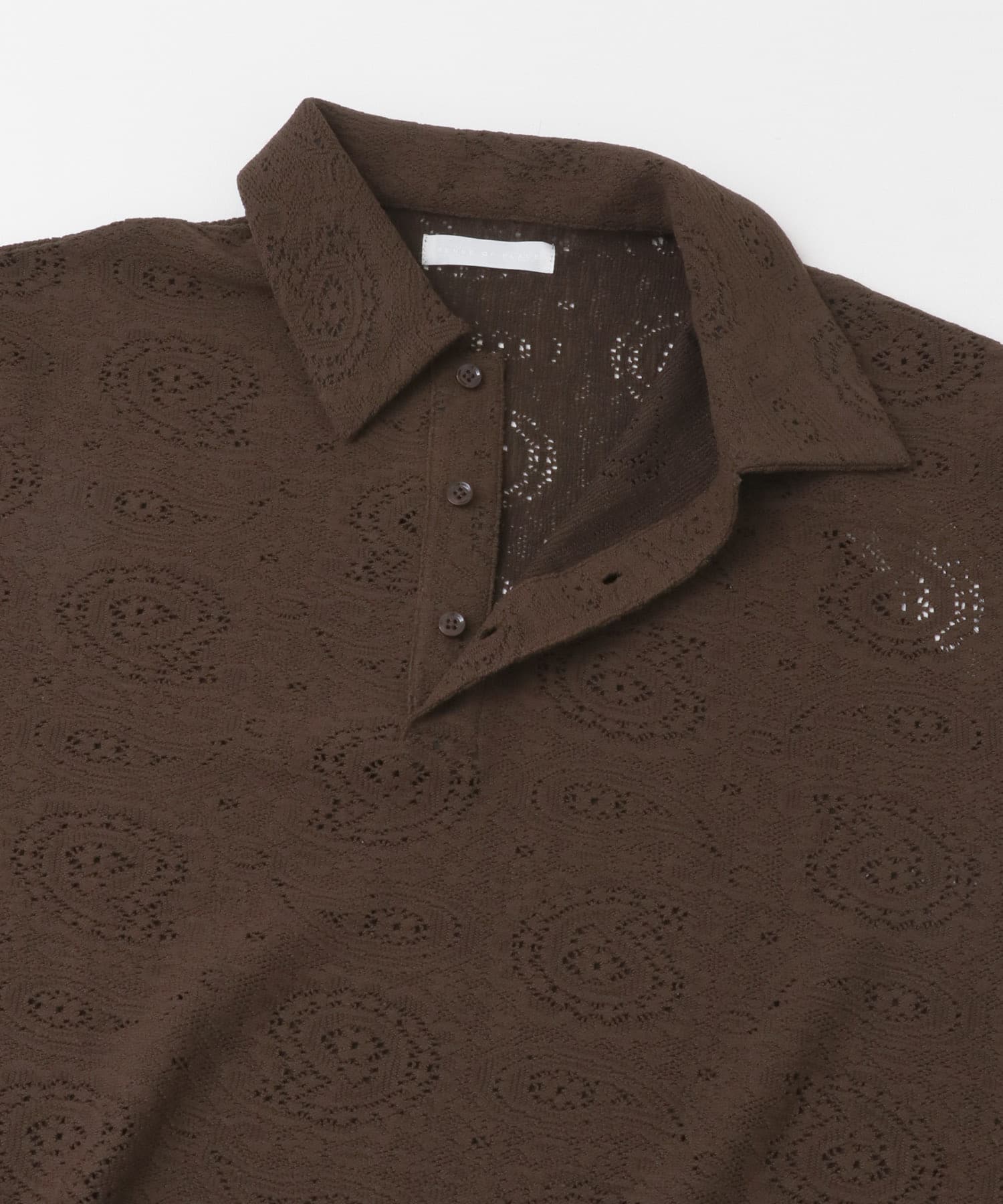 シアーペイズリーポロシャツ BROWN M