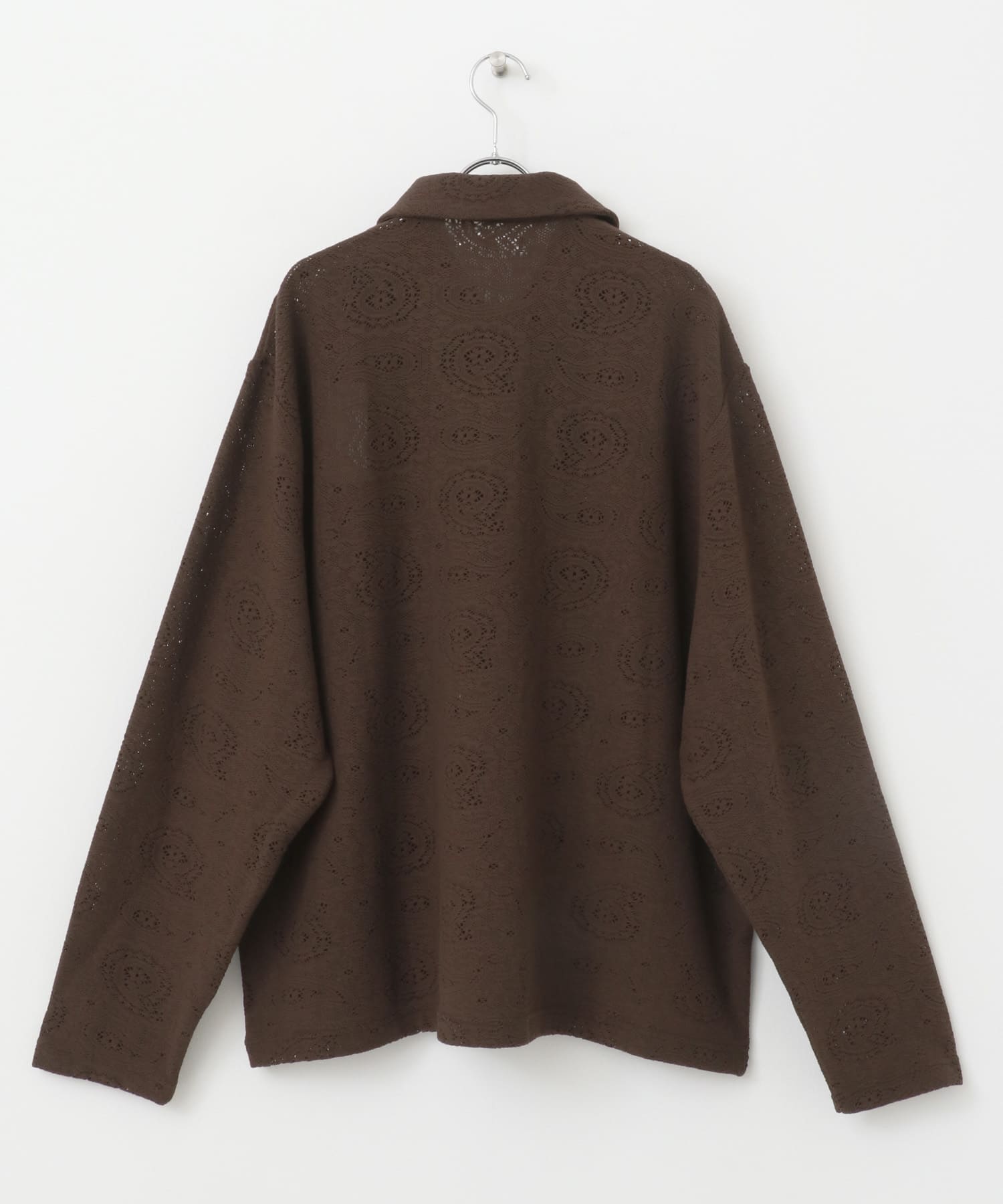 シアーペイズリーポロシャツ BROWN M