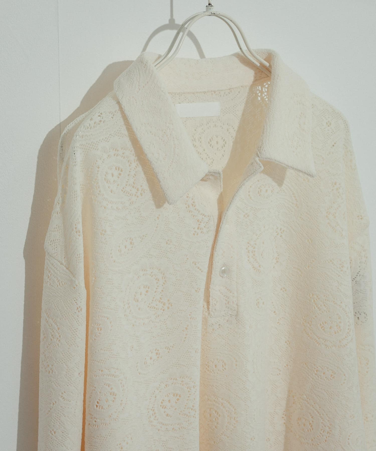 シアーペイズリーポロシャツ IVORY M