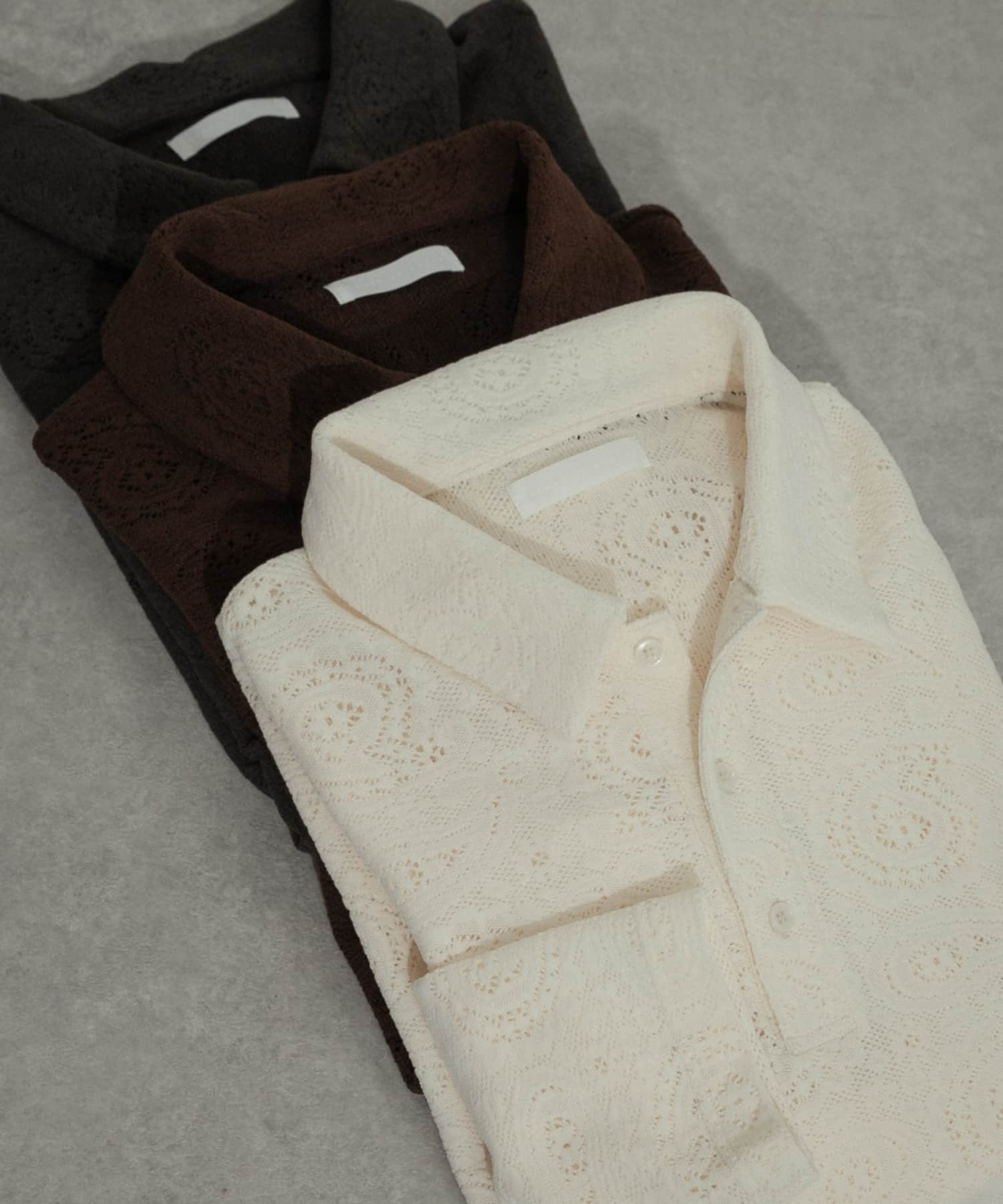 シアーペイズリーポロシャツ IVORY L