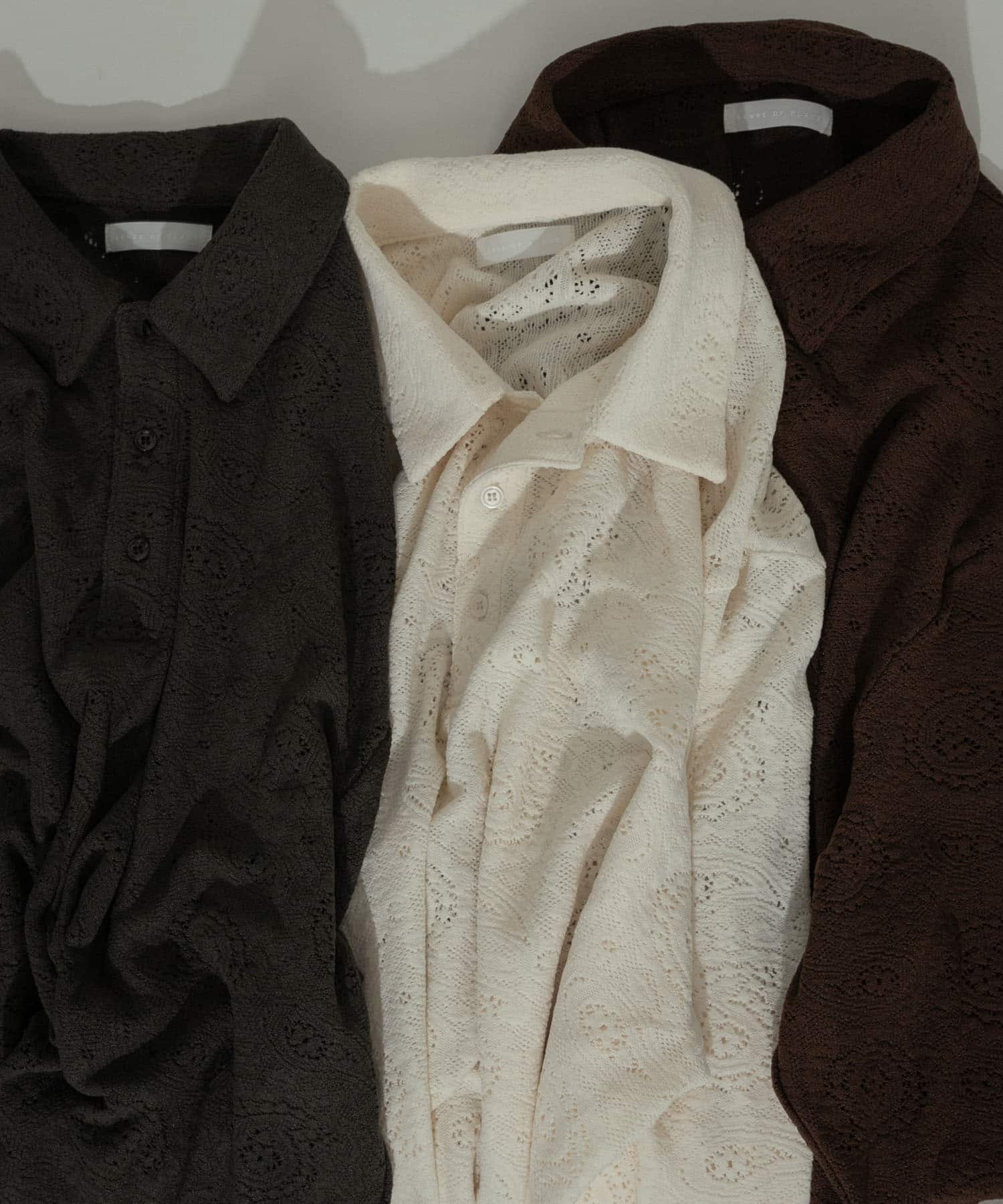 シアーペイズリーポロシャツ IVORY L