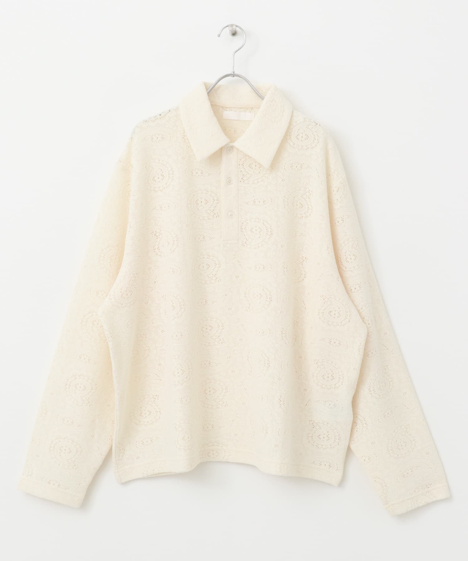 シアーペイズリーポロシャツ IVORY M