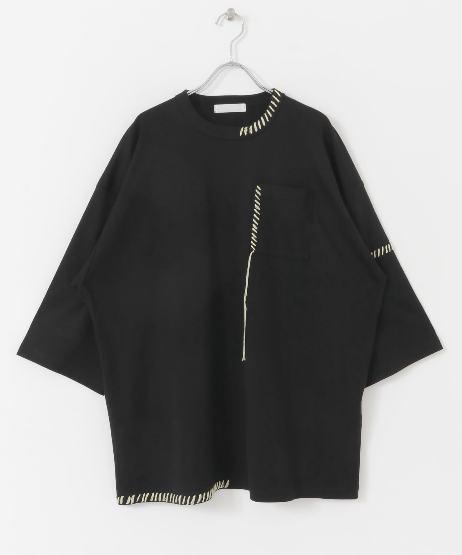 ハンドステッチルーズTシャツ BLK×YEL M