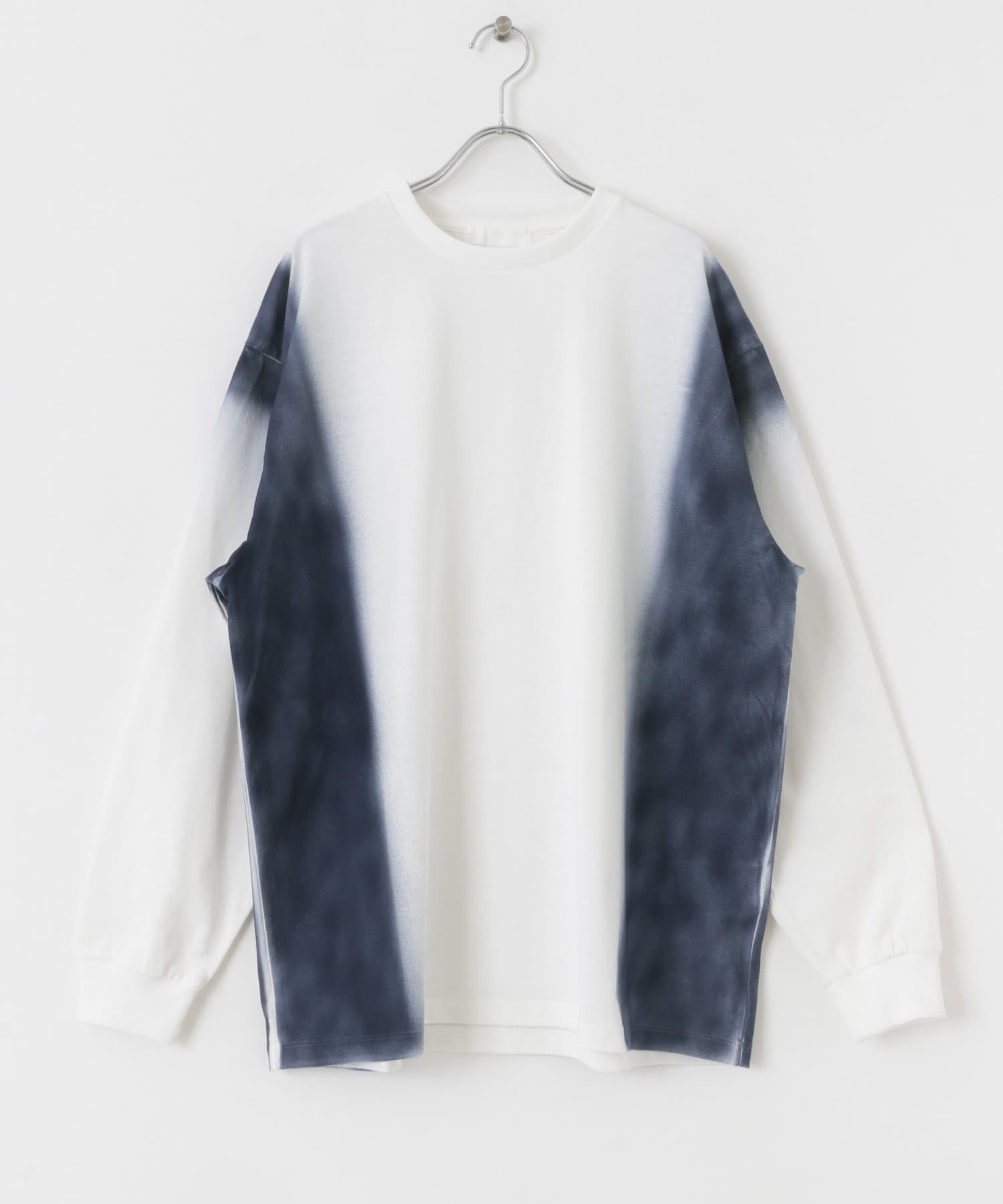 スプレーラインロングスリーブTシャツ WHT×BLU M
