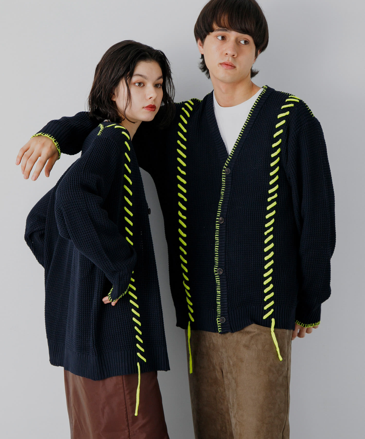 『ユニセックス』ブランケットステッチカーディガン