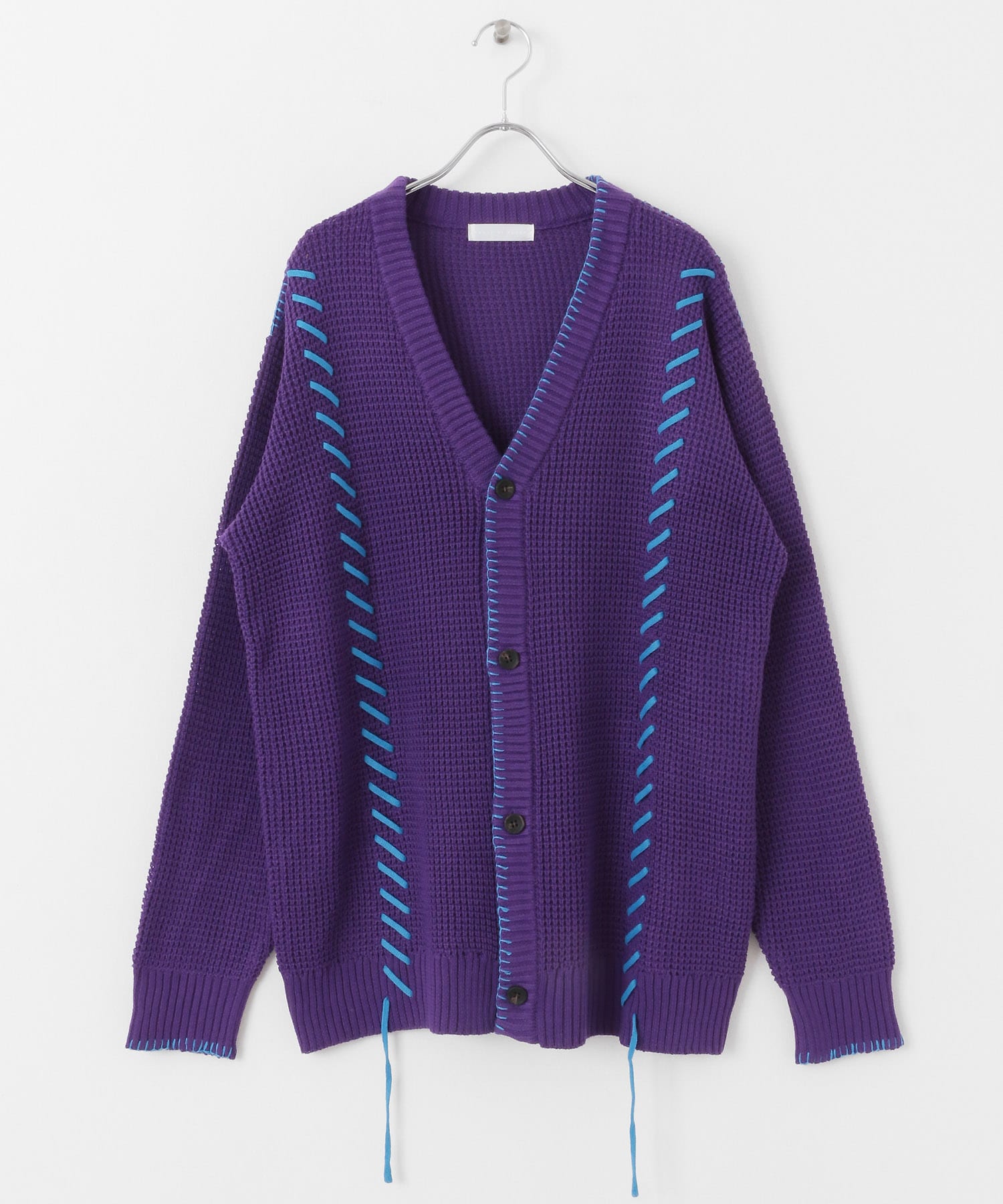 『ユニセックス』ブランケットステッチカーディガン PURPLE M