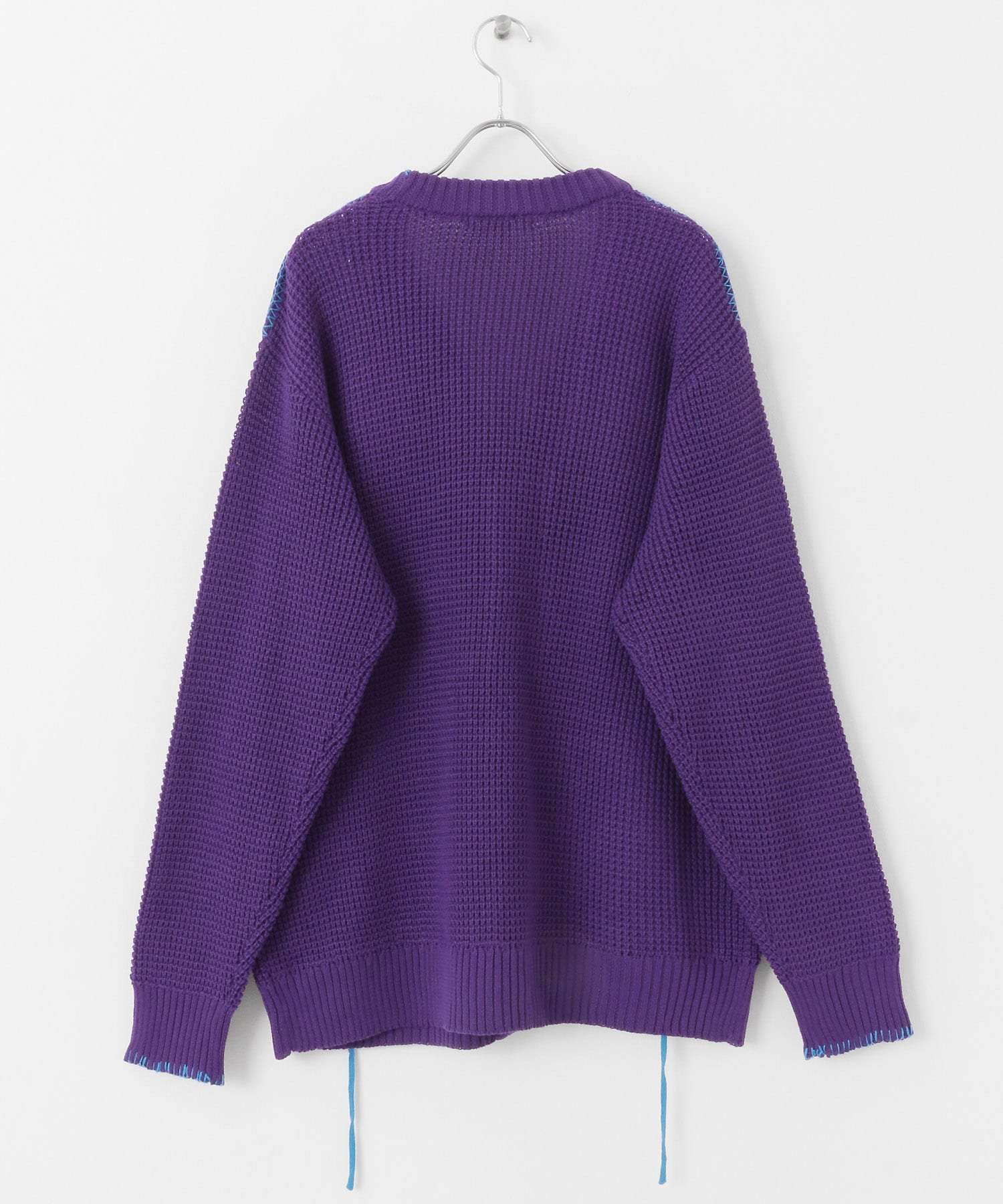 『ユニセックス』ブランケットステッチカーディガン PURPLE M