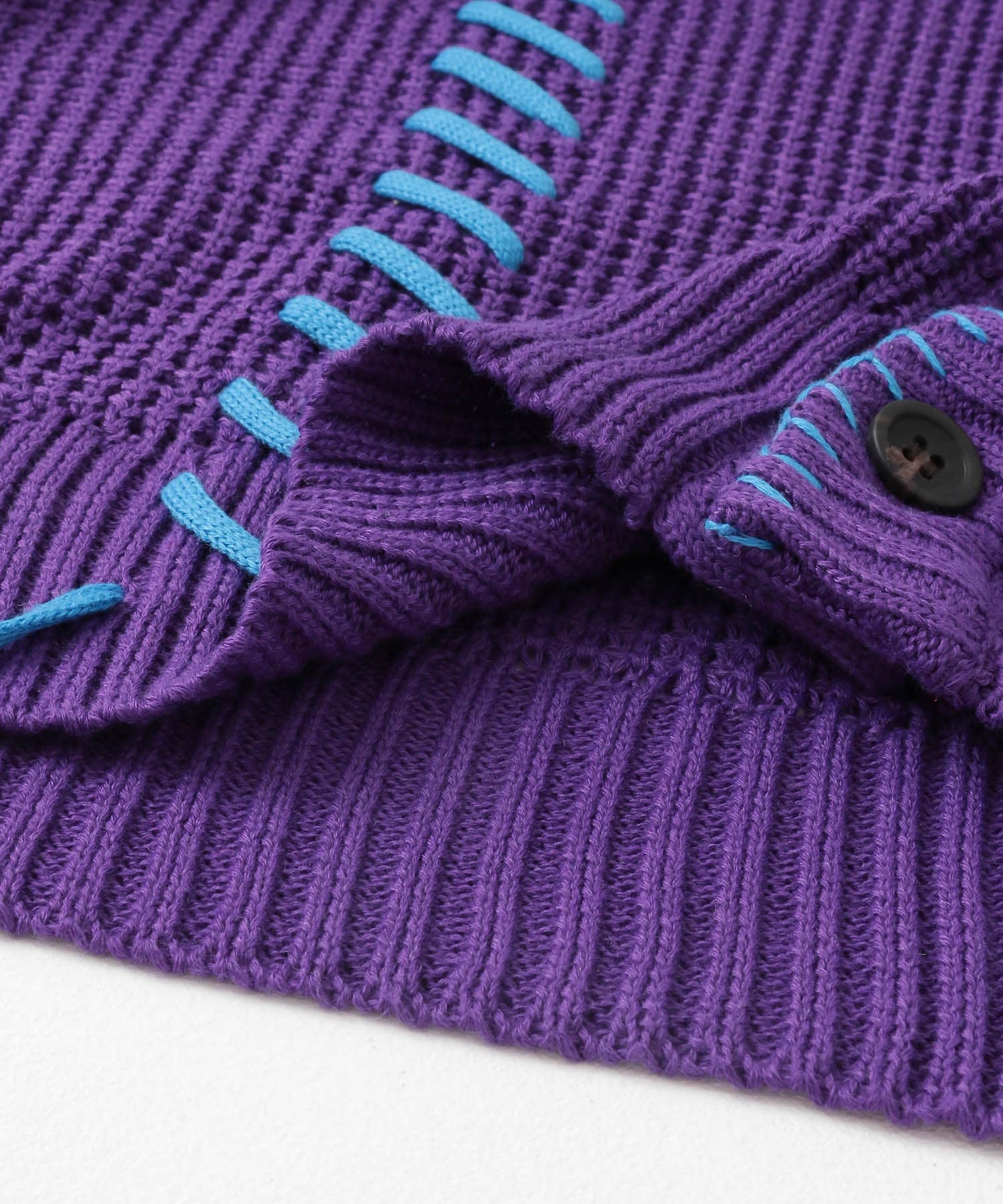 『ユニセックス』ブランケットステッチカーディガン PURPLE M