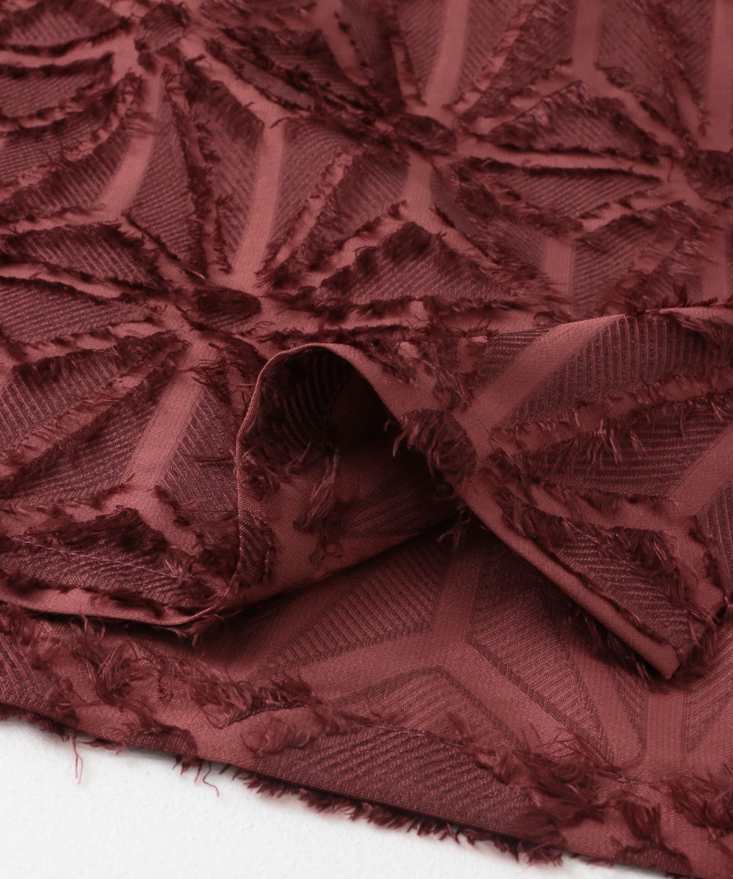 『ユニセックス』フリンジジャガードレギュラーカラーシャツ COGNAC M