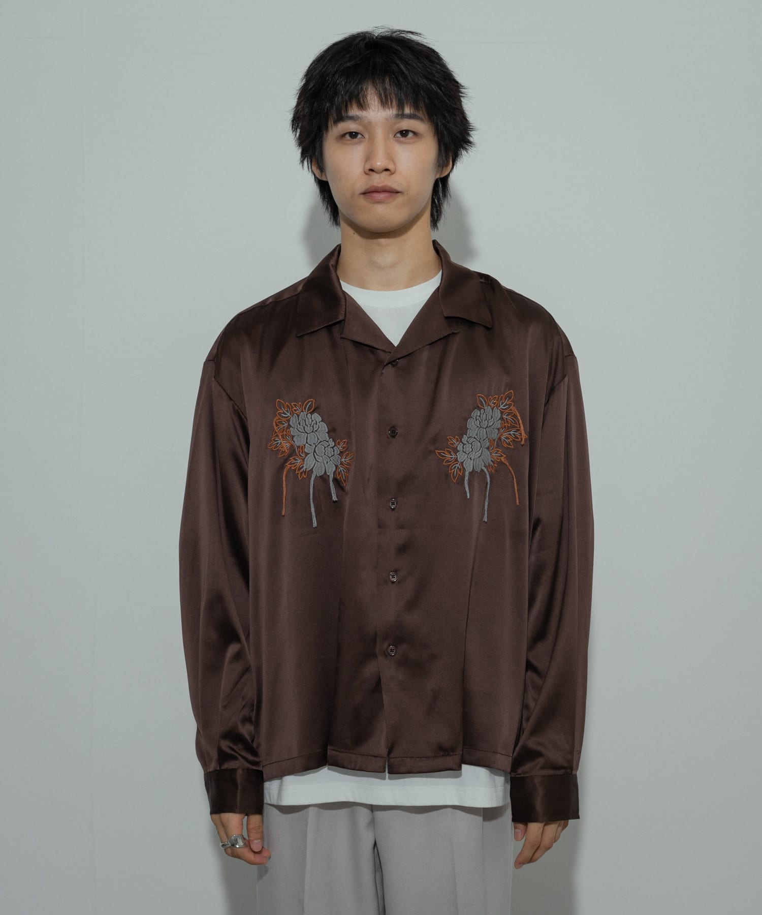 ボタニカルシシュウロングスリーブシャツ(M GRAY): トップス｜URBAN