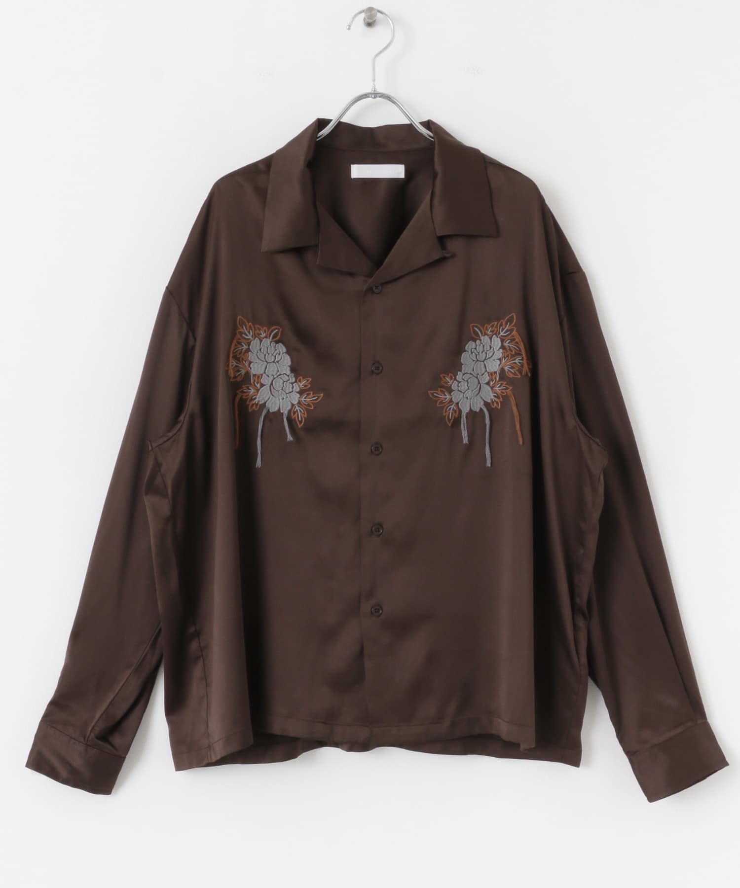 ボタニカルシシュウロングスリーブシャツ BROWN M