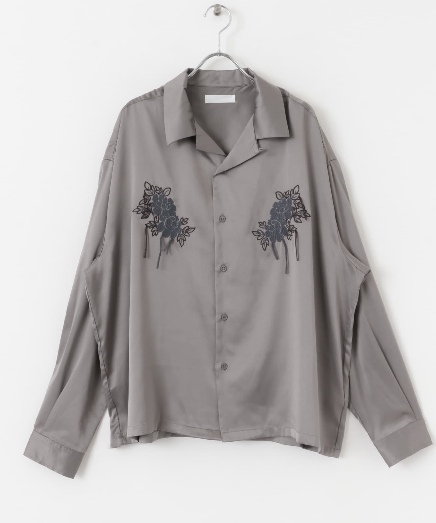 ボタニカルシシュウロングスリーブシャツ GRAY M